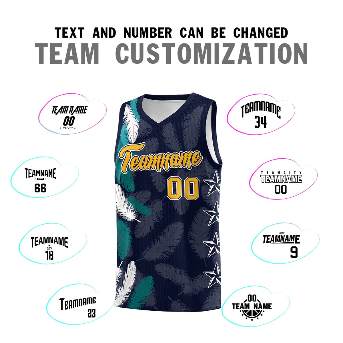 Custom Youth Basketball Jersey Navy Gold Feather Series Sports Uniform