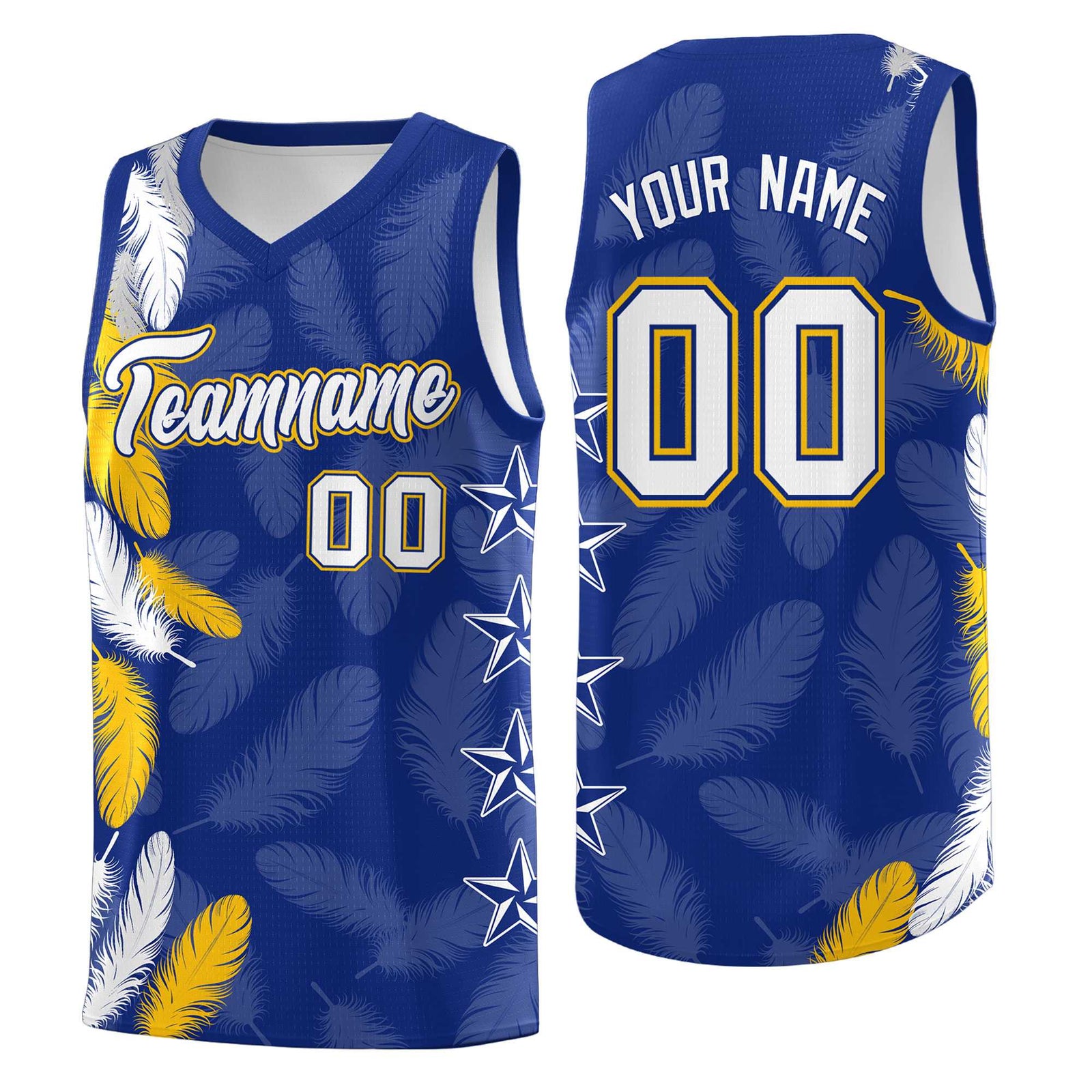 Custom Youth Basketball Jersey Royal White Feather Series Sports Uniform