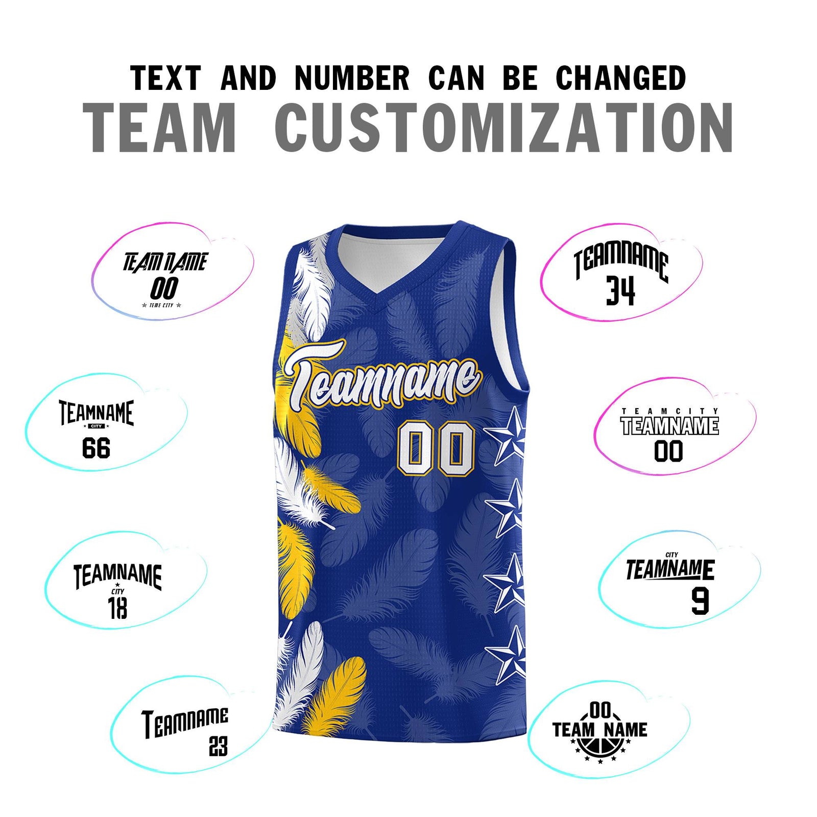 Custom Youth Basketball Jersey Royal White Feather Series Sports Uniform