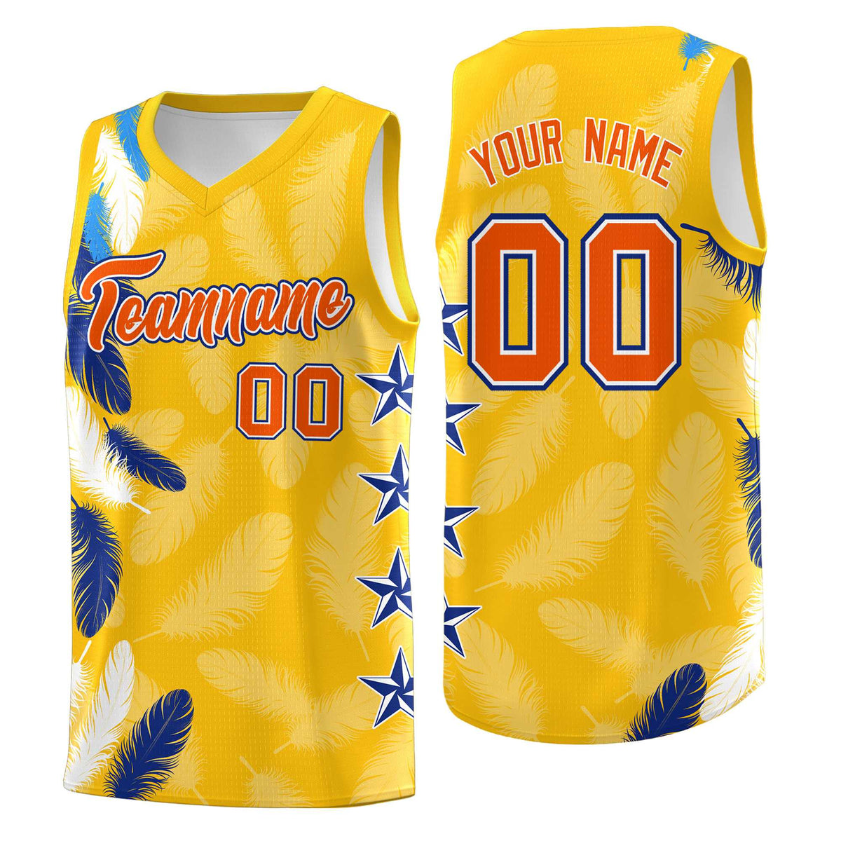 Custom Youth Basketball Jersey Gold Orange Feather Series Sports Uniform