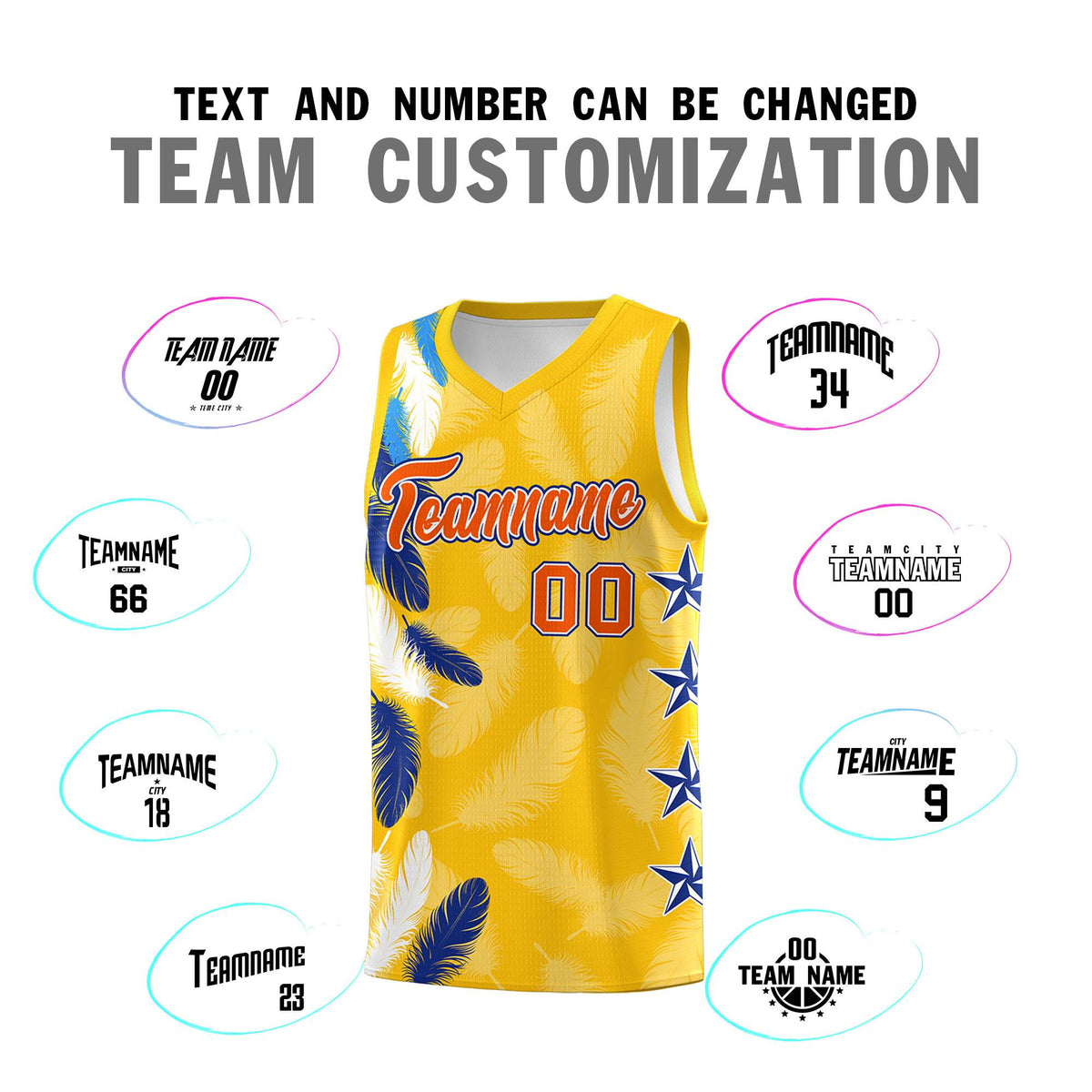 Custom Youth Basketball Jersey Gold Orange Feather Series Sports Uniform