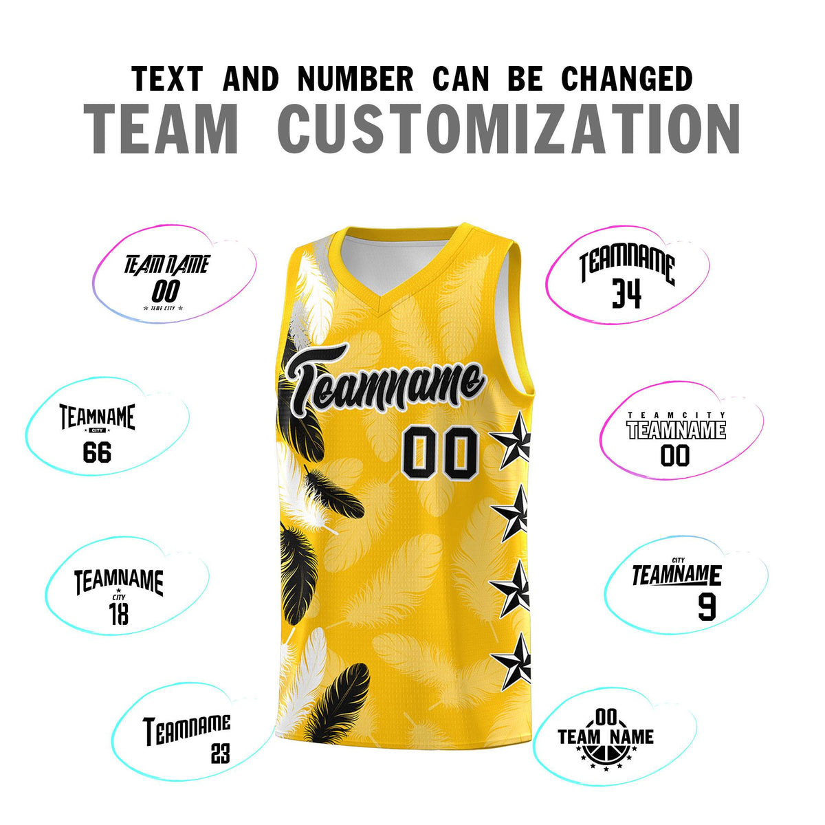 Custom Youth Basketball Jersey Gold Black Feather Series Sports Uniform