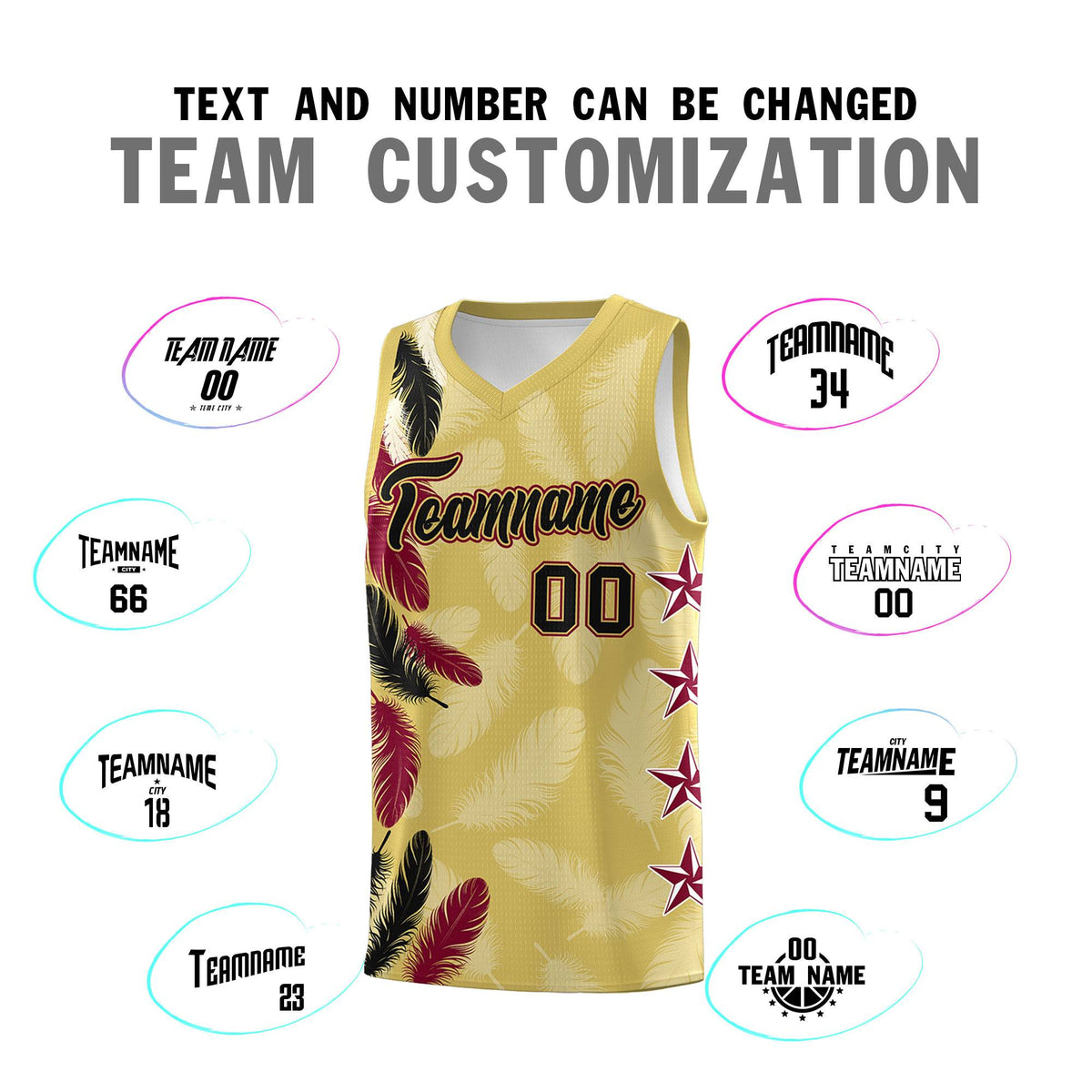 Custom Youth Basketball Jersey Old Gold Black Feather Series Sports Uniform
