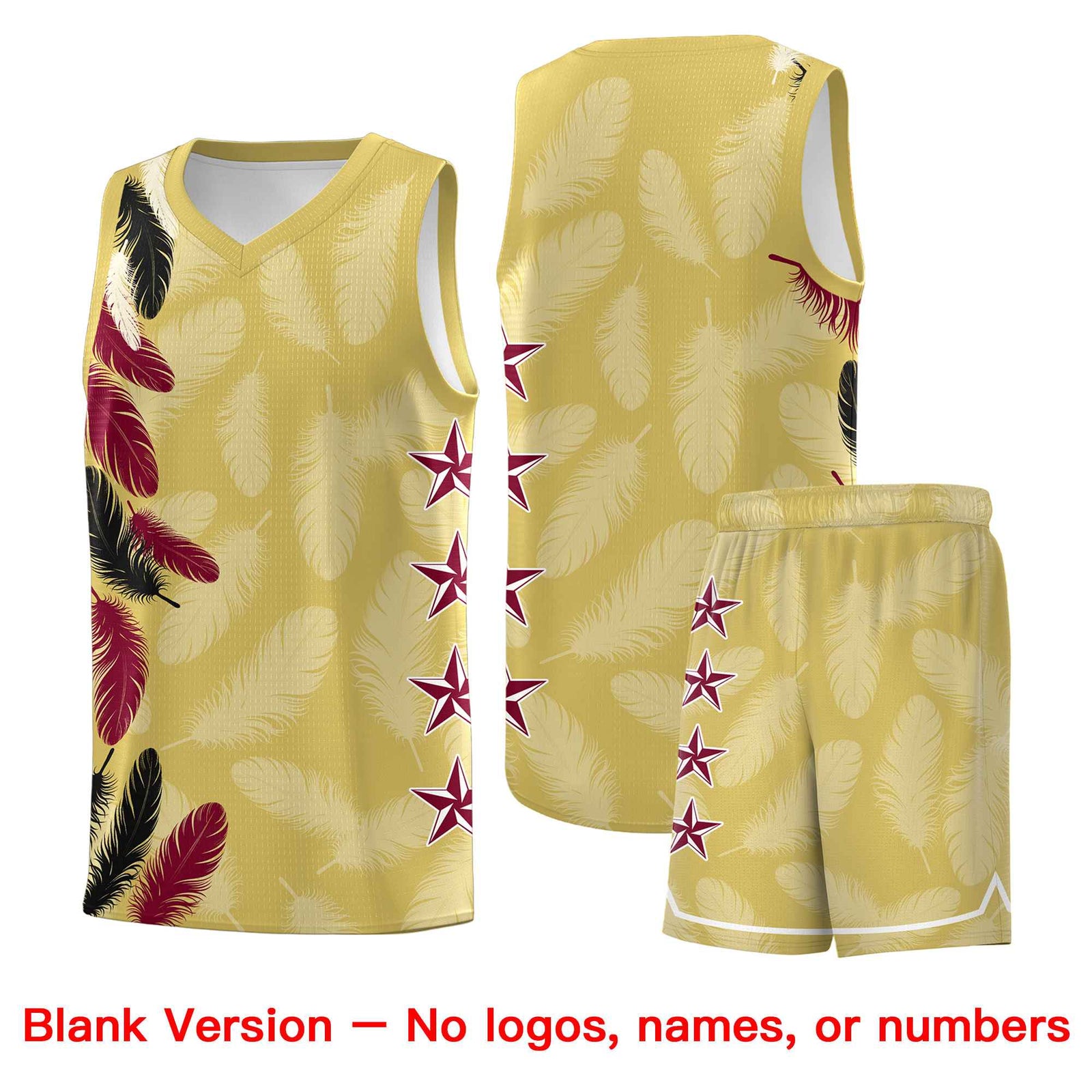 Custom Youth Basketball Jersey Old Gold Black Feather Series Sports Uniform