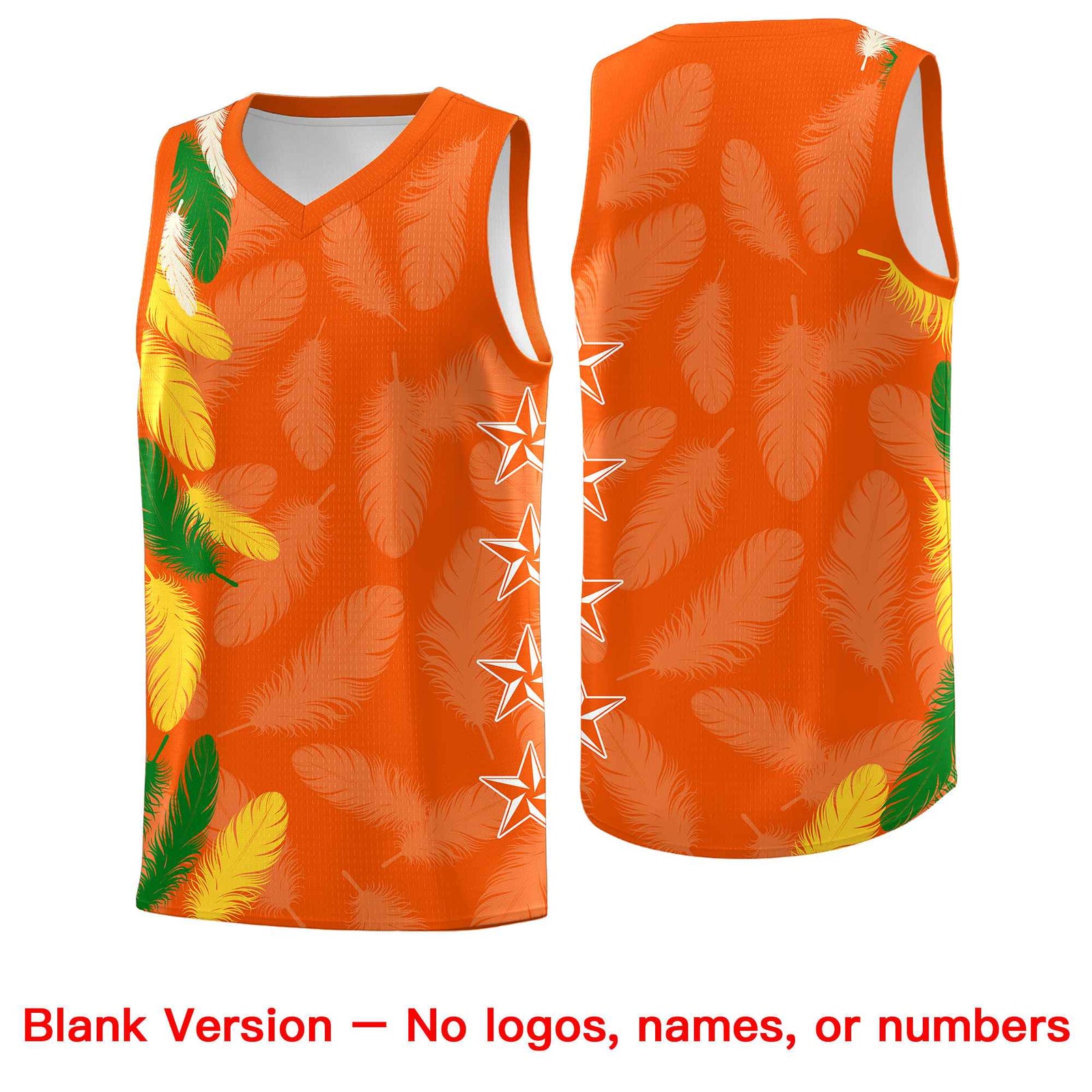 Custom Youth Basketball Jersey Orange Kelly Green Feather Series Sports Uniform
