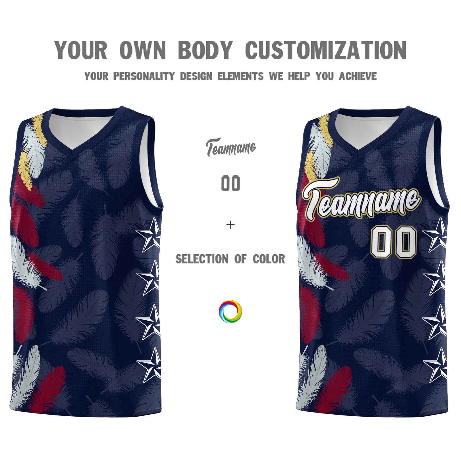 Custom Youth Basketball Jersey Navy White Feather Series Sports Uniform