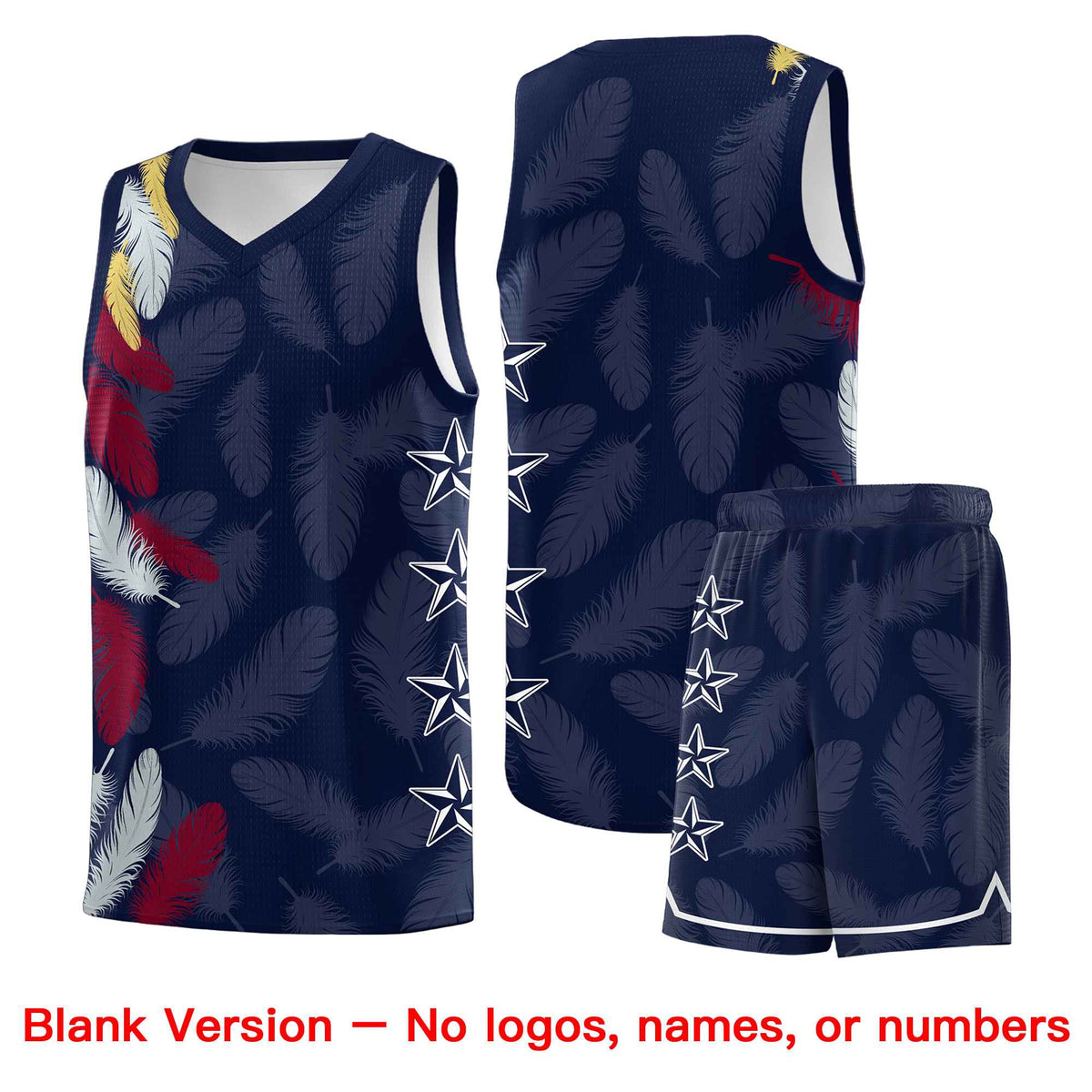 Custom Youth Basketball Jersey Navy White Feather Series Sports Uniform