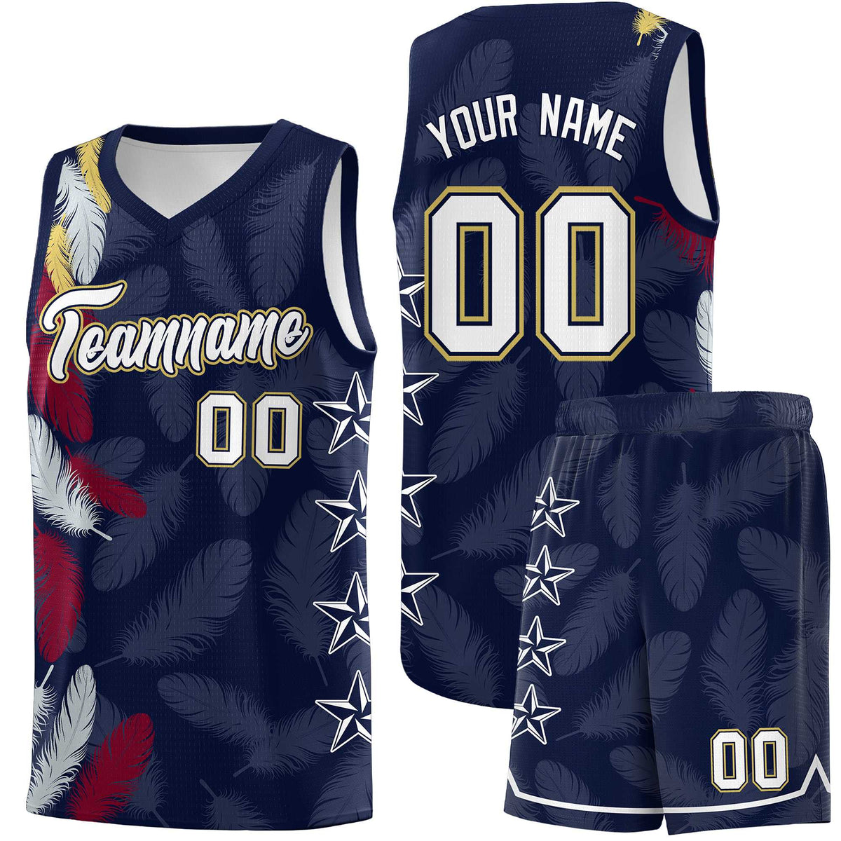 Custom Youth Basketball Jersey Navy White Feather Series Sports Uniform