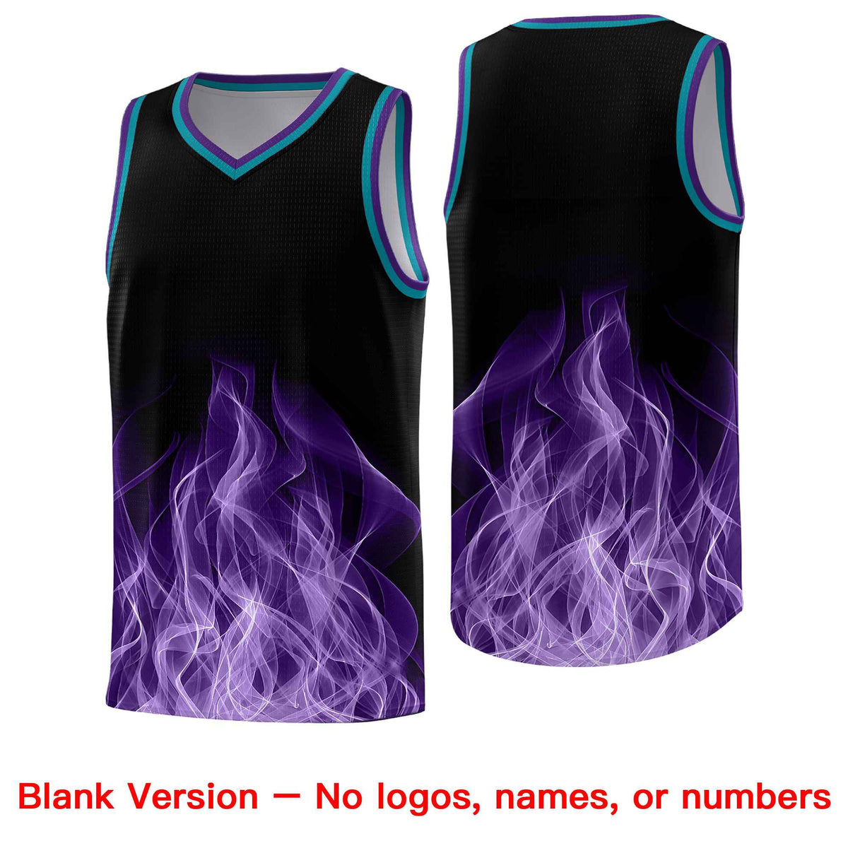 Custom Youth Basketball Jersey Black Teal Flame Design Unique Team Uniform Set