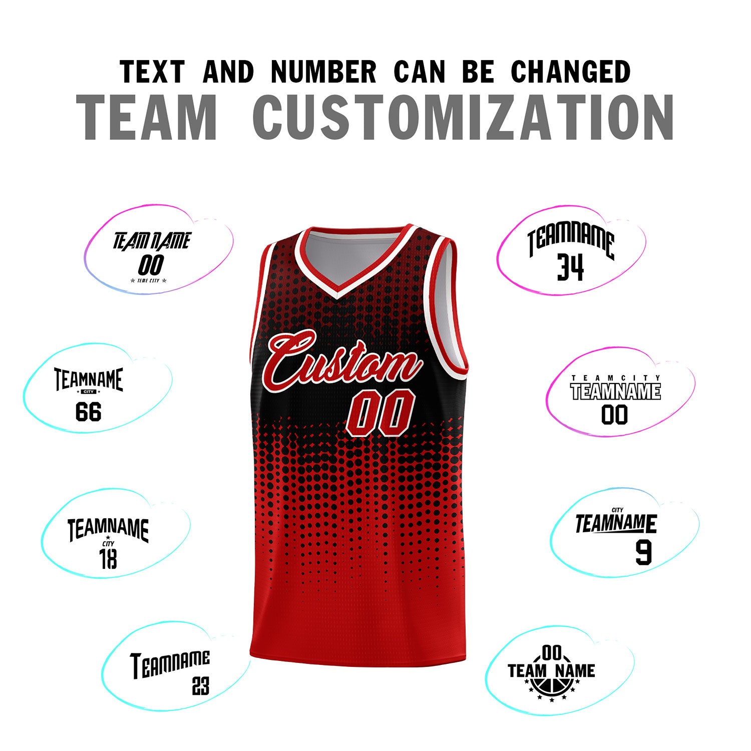 Custom Red Gradient Dots Design Pattern Sports Uniform Basketball Jersey
