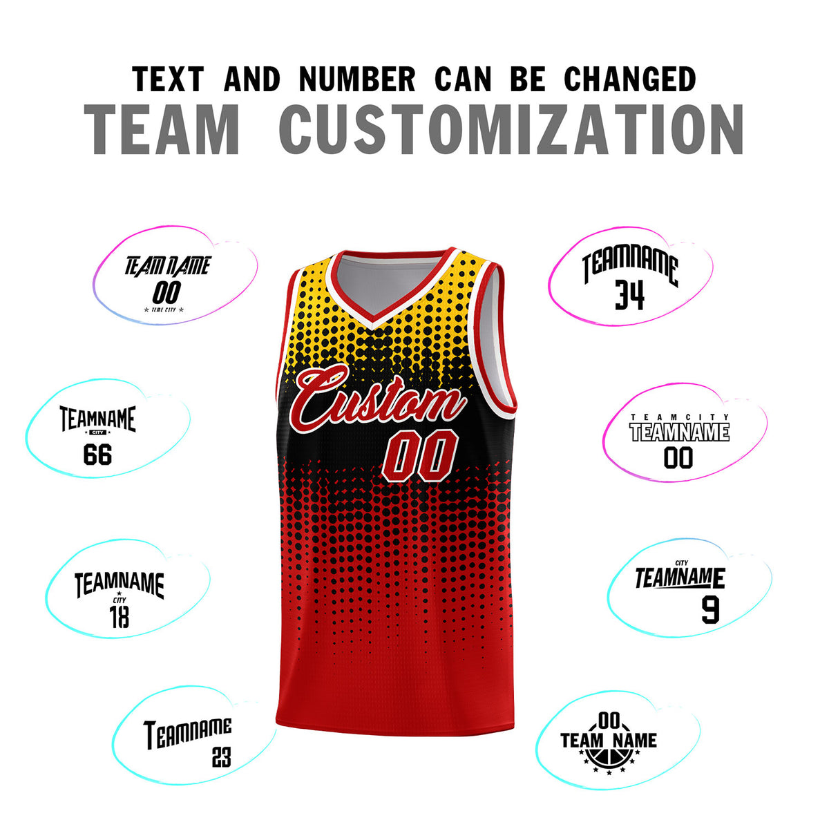 Custom Red Gradient Dots Design Pattern Sports Uniform Basketball Jersey