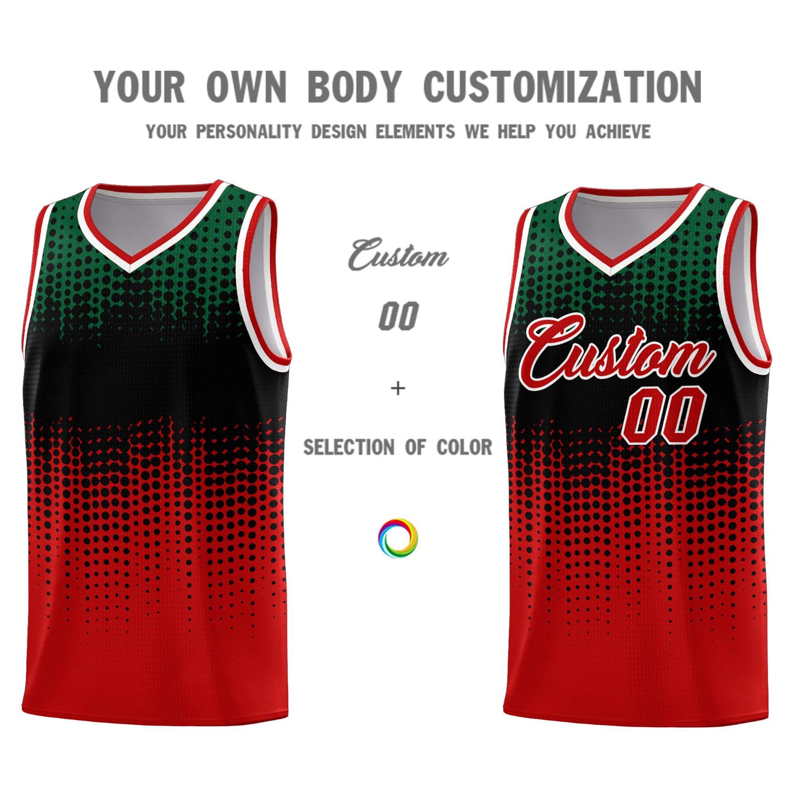 Custom Red Gradient Dots Design Pattern Sports Uniform Basketball Jersey