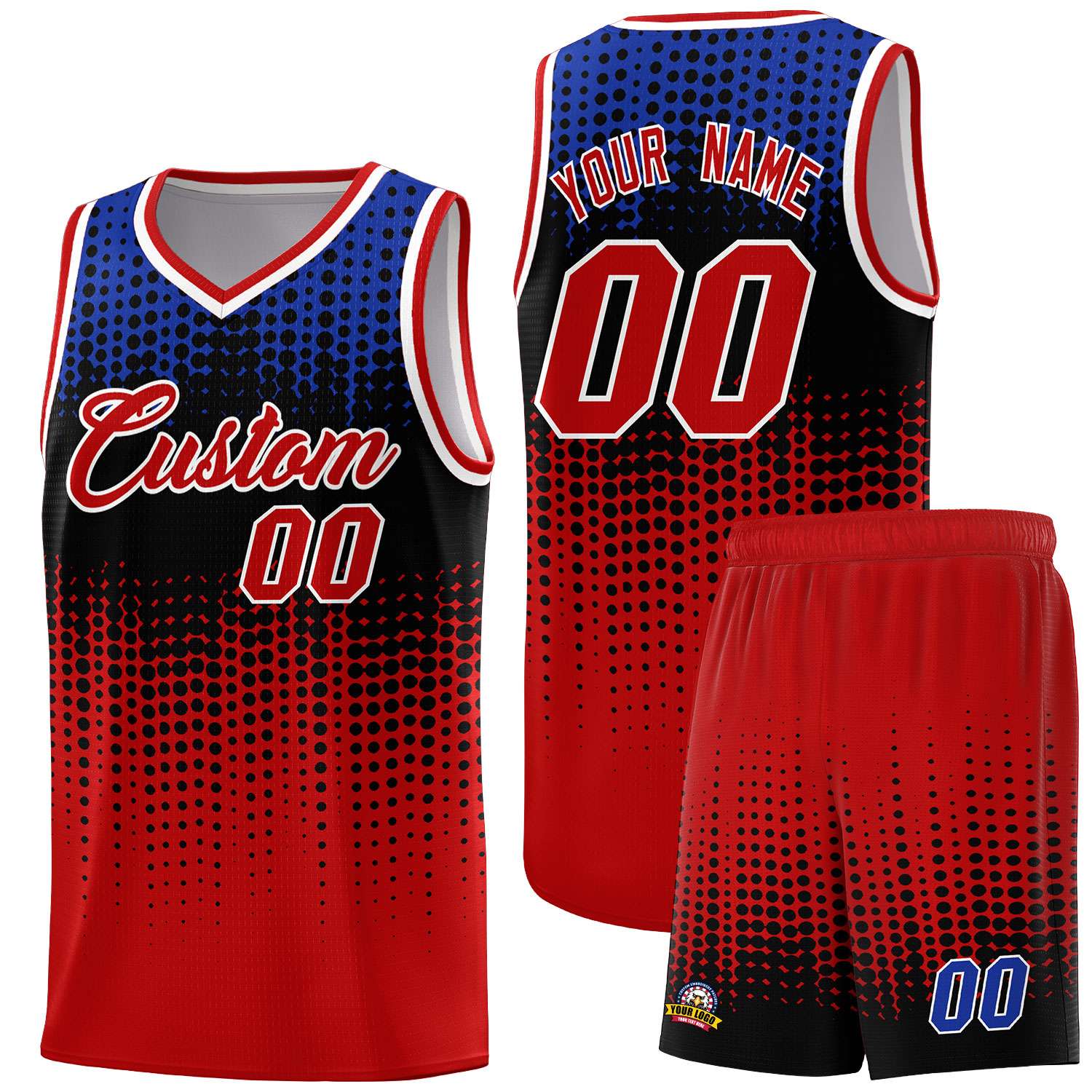 Custom Red Gradient Dots Design Pattern Sports Uniform Basketball Jersey