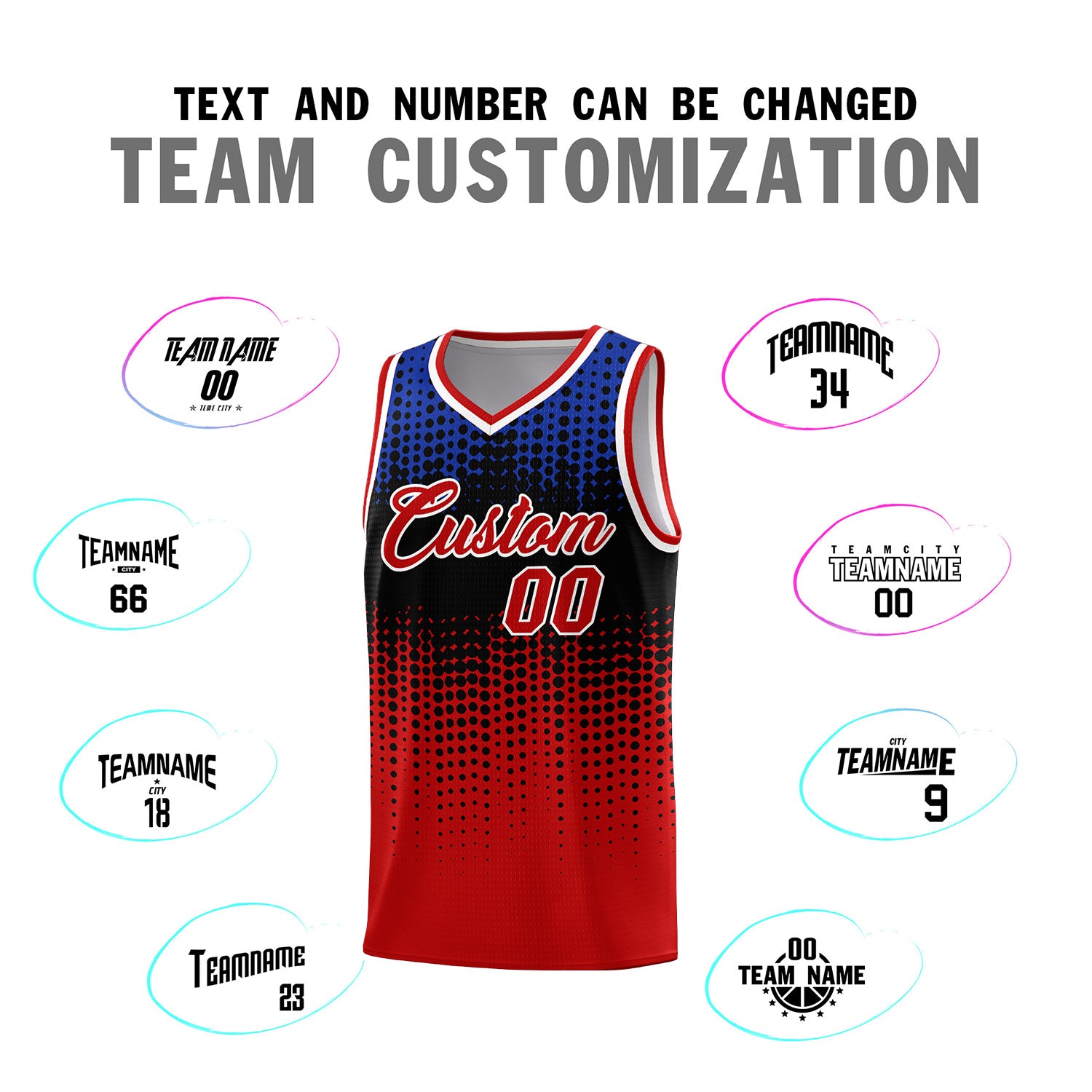 Custom Red Gradient Dots Design Pattern Sports Uniform Basketball Jersey