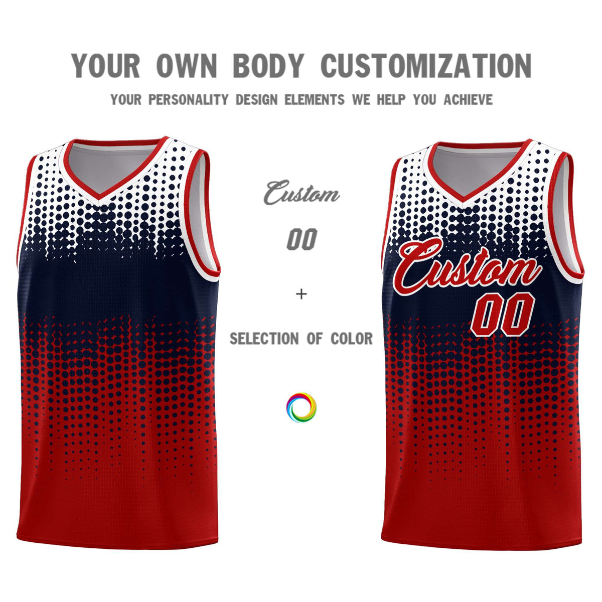 Custom Red Gradient Dots Design Pattern Sports Uniform Basketball Jersey