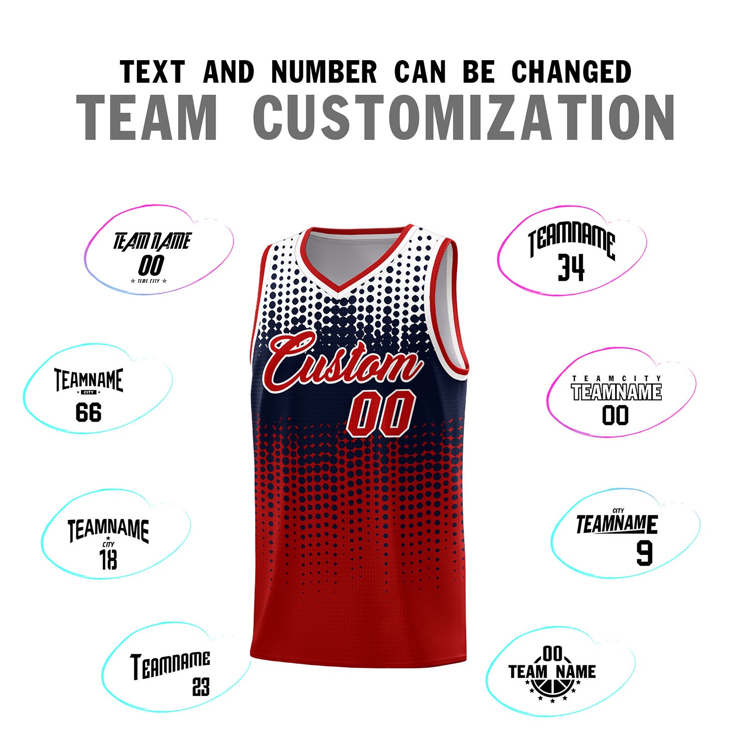 Custom Red Gradient Dots Design Pattern Sports Uniform Basketball Jersey