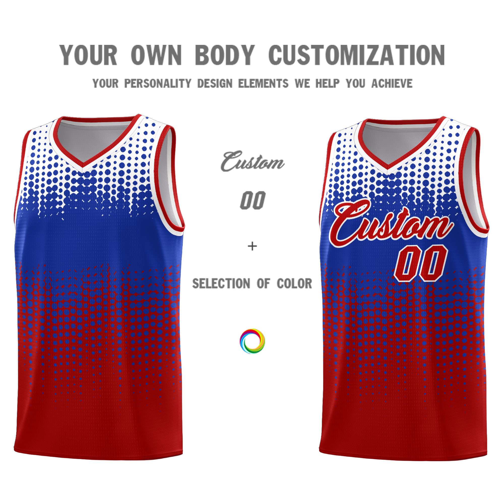 Custom Red Gradient Dots Design Pattern Sports Uniform Basketball Jersey