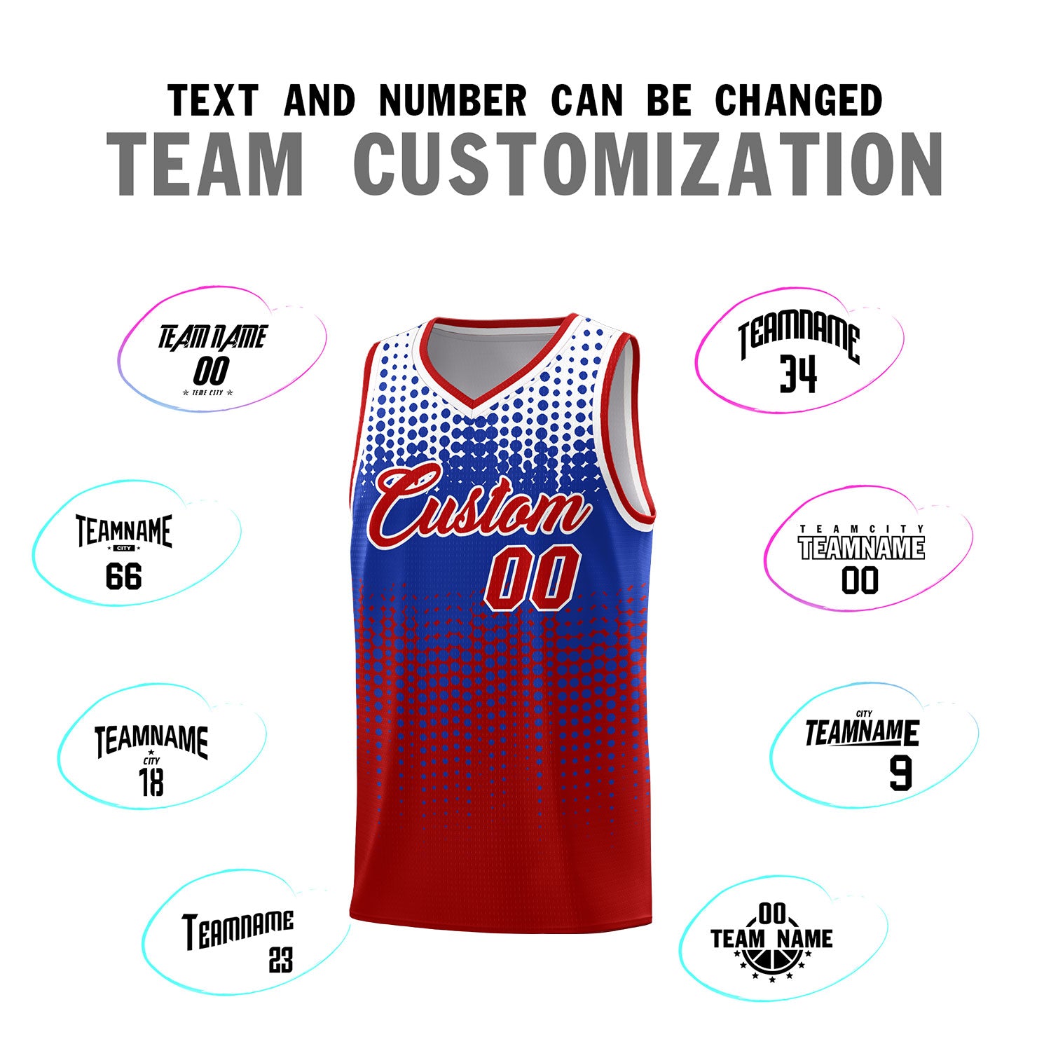 Custom Red Gradient Dots Design Pattern Sports Uniform Basketball Jersey
