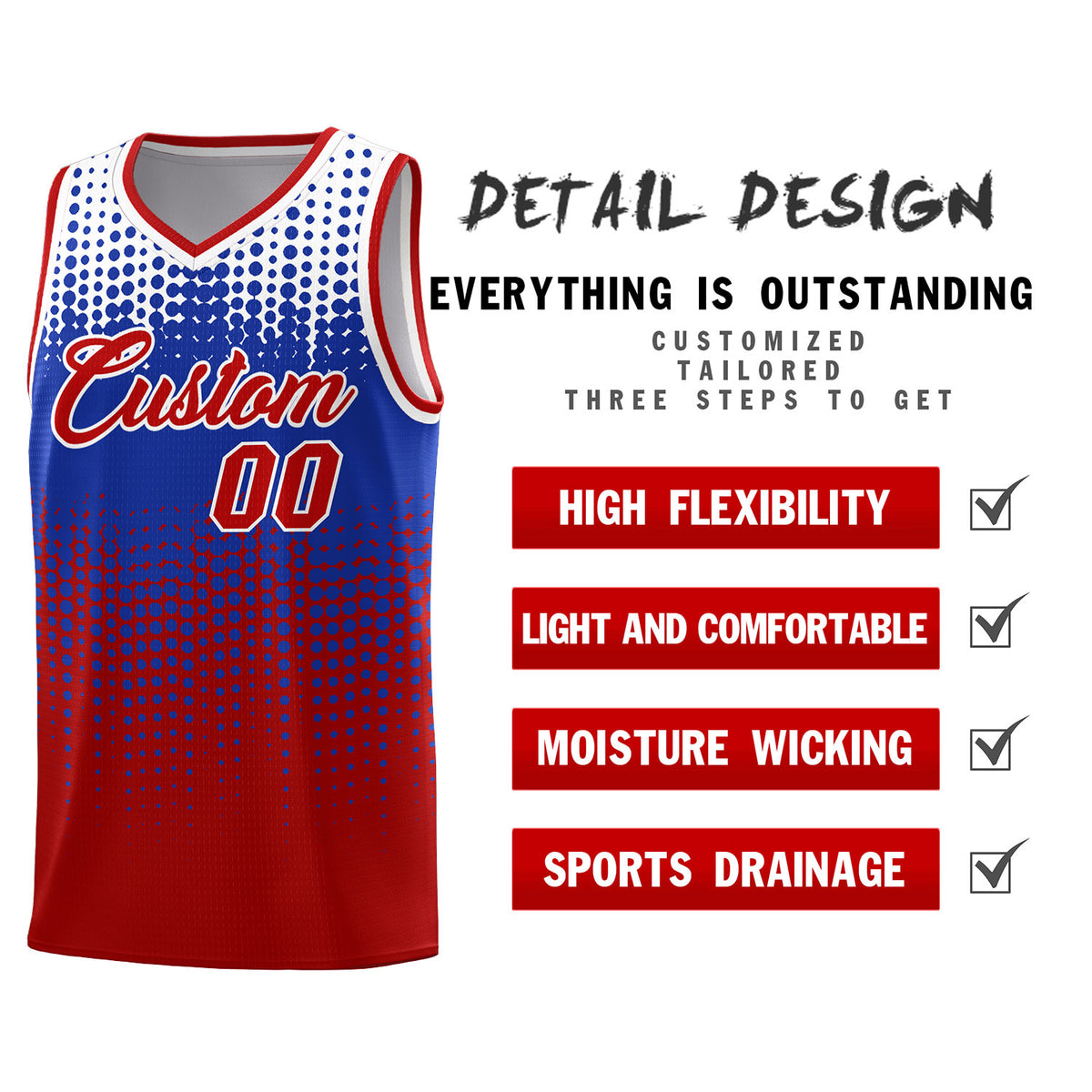 Custom Red Gradient Dots Design Pattern Sports Uniform Basketball Jersey