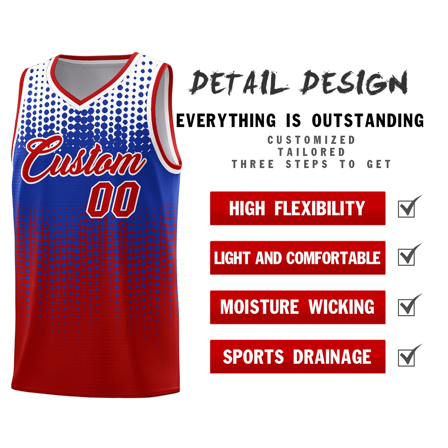 Custom Red Gradient Dots Design Pattern Sports Uniform Basketball Jersey