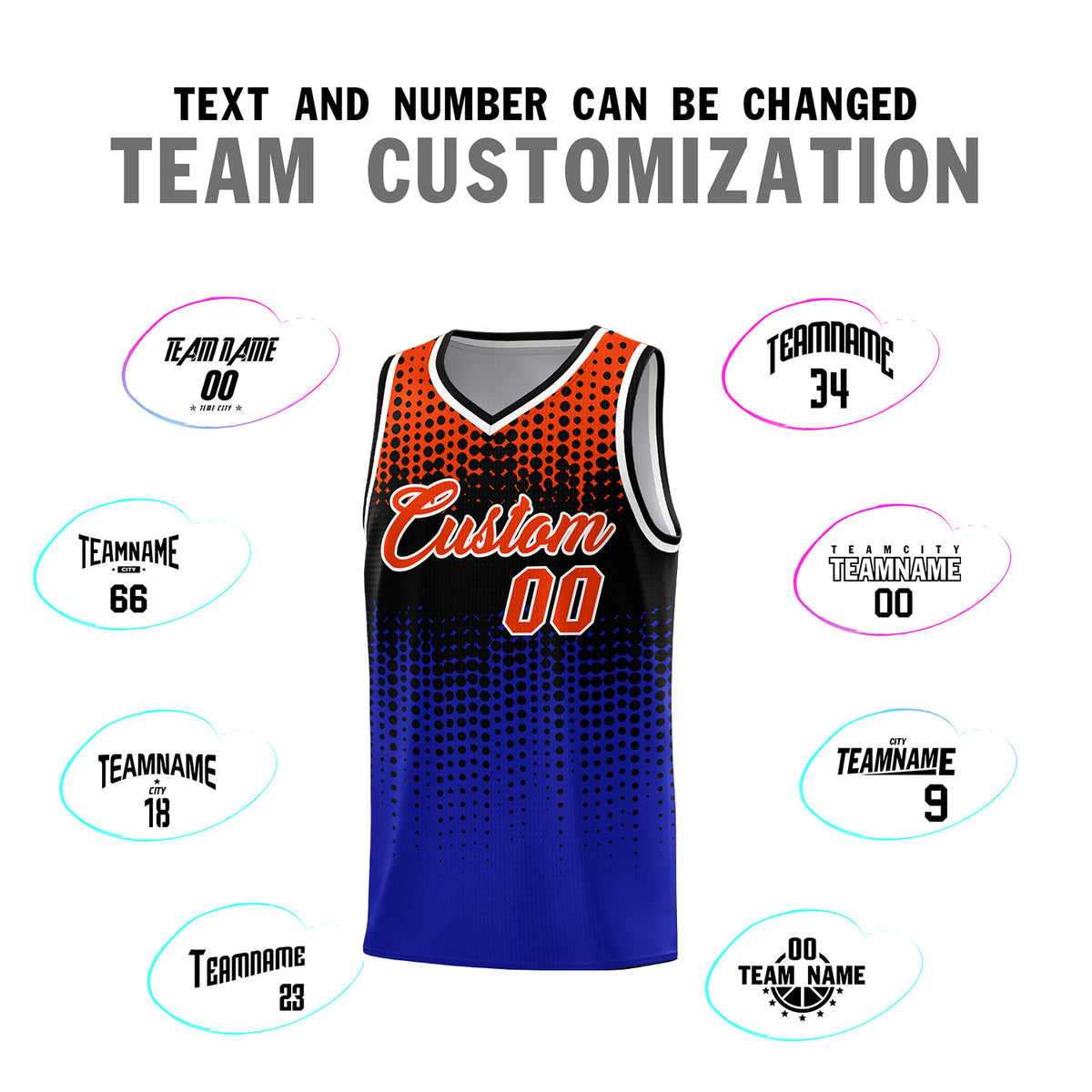 Custom Royal Gradient Dots Design Pattern Sports Uniform Basketball Jersey