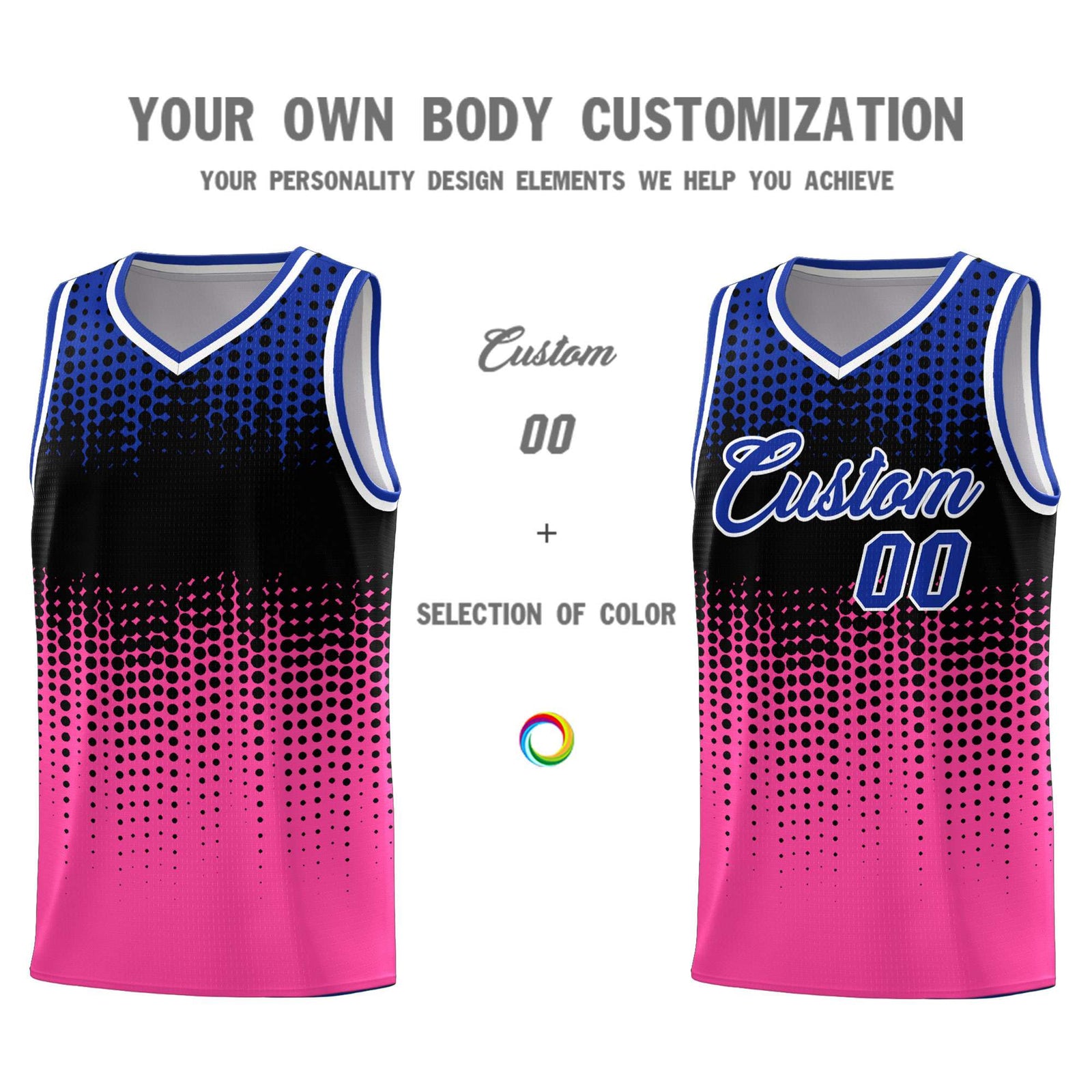 Custom Pink Gradient Dots Design Pattern Sports Uniform Basketball Jersey