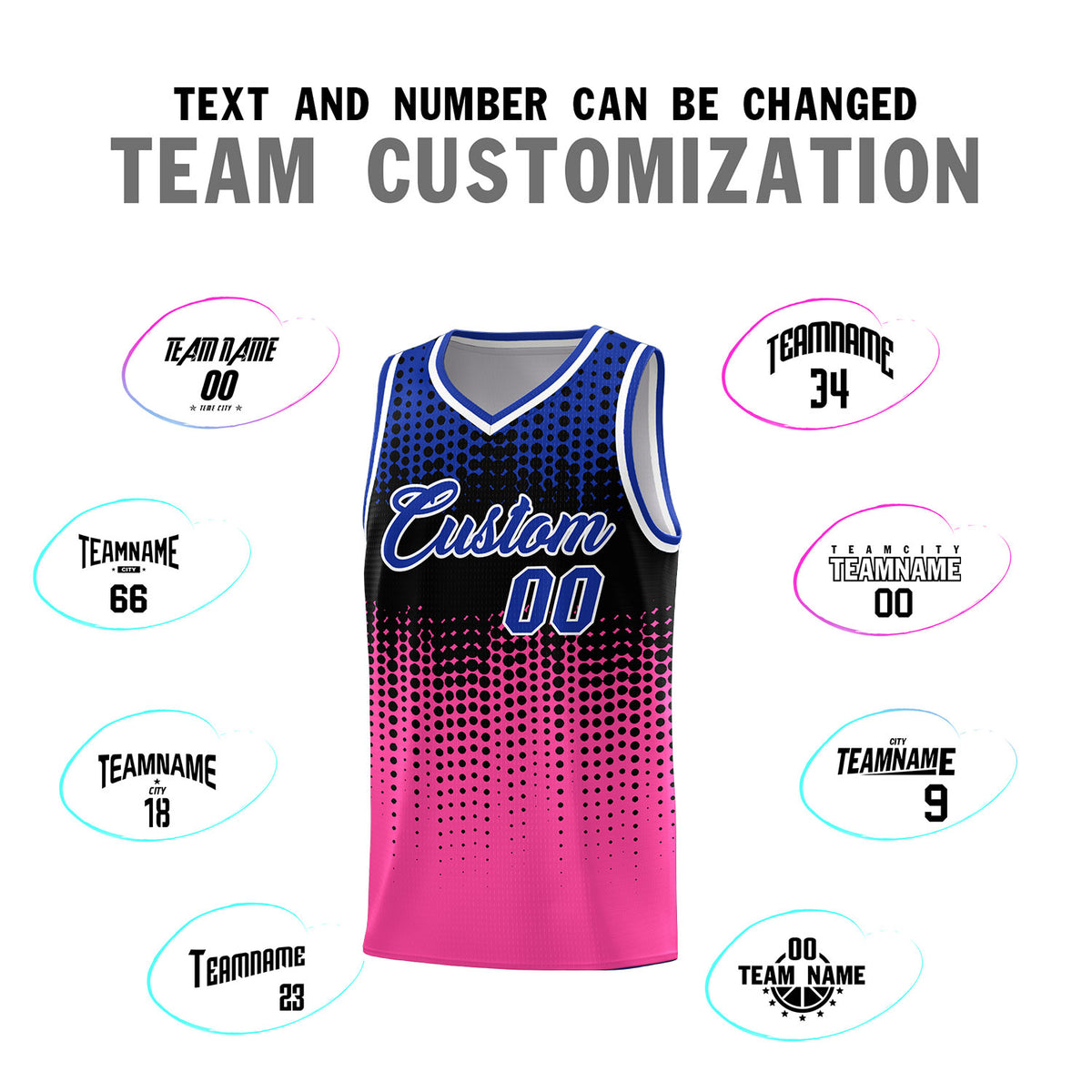 Custom Pink Gradient Dots Design Pattern Sports Uniform Basketball Jersey