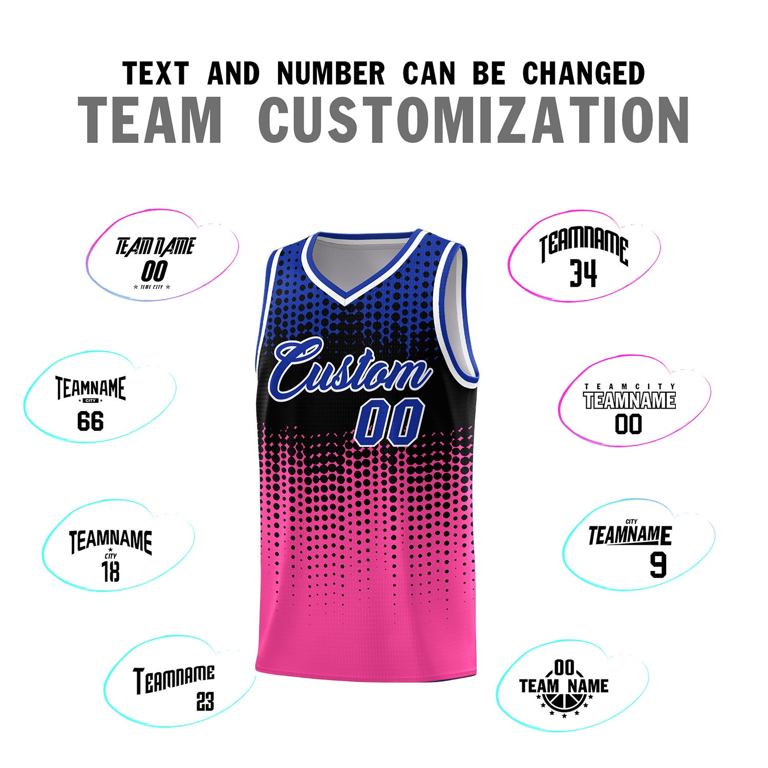 Custom Pink Gradient Dots Design Pattern Sports Uniform Basketball Jersey