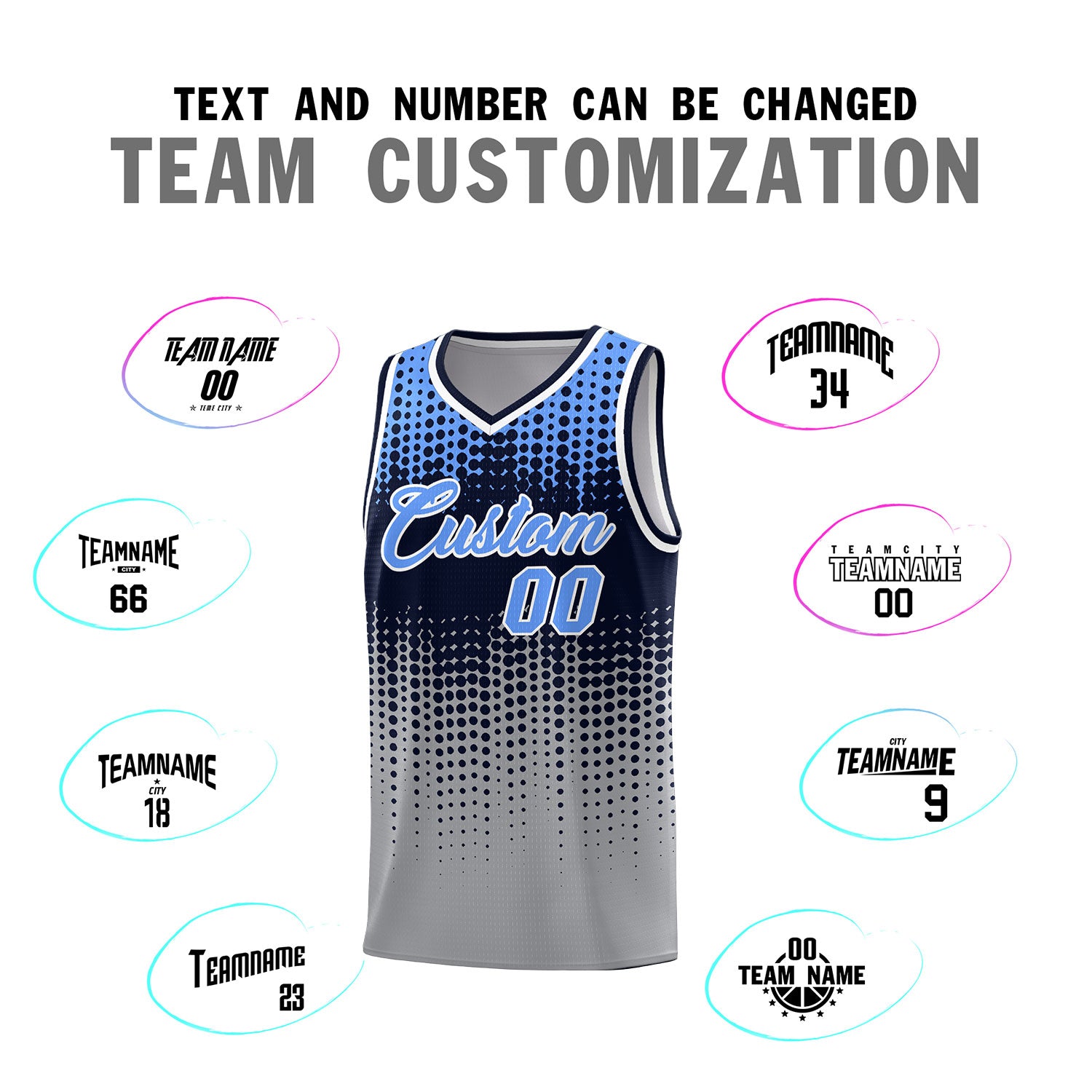 Custom Gray Gradient Dots Design Pattern Sports Uniform Basketball Jersey