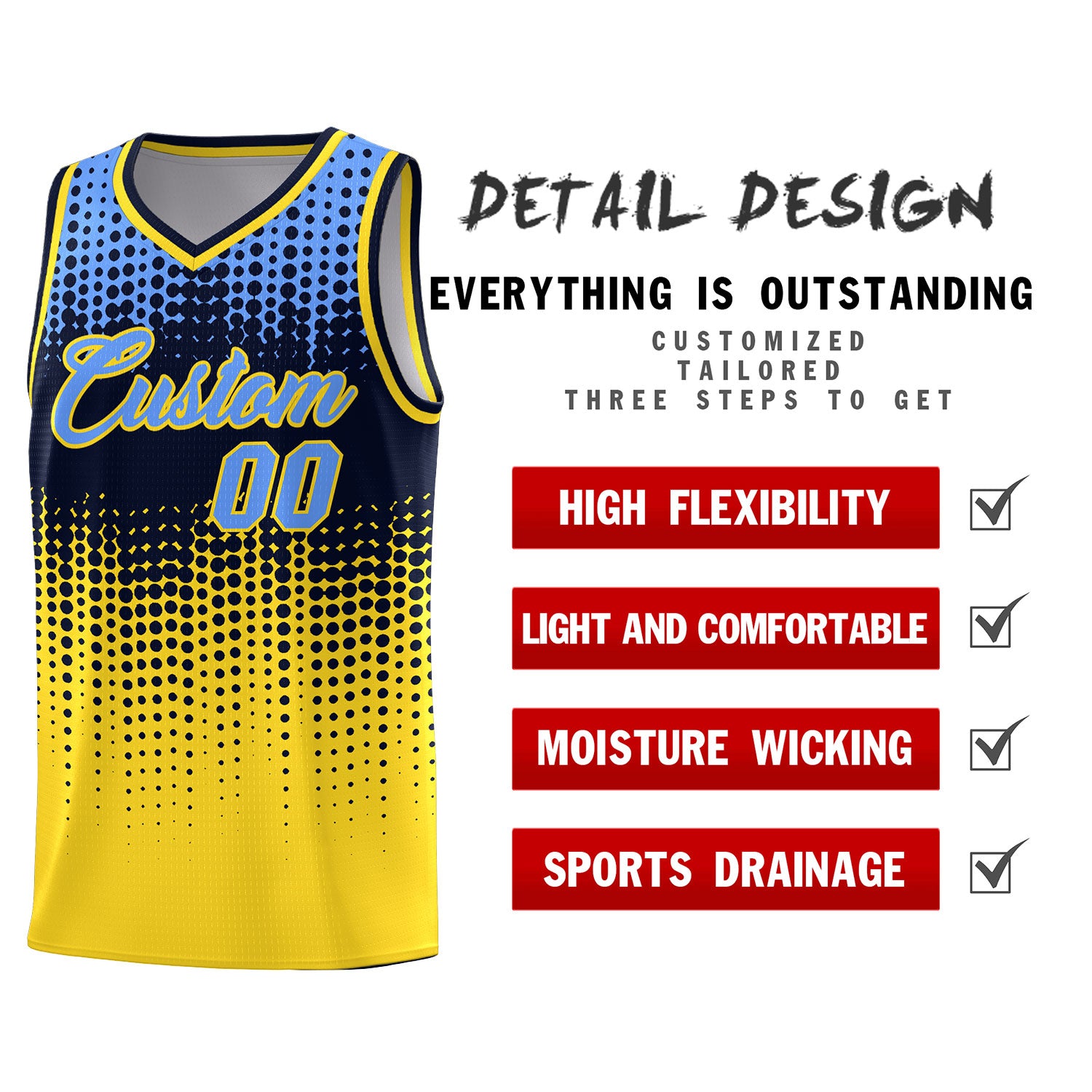 Custom Gold Gradient Dots Design Pattern Sports Uniform Basketball Jersey