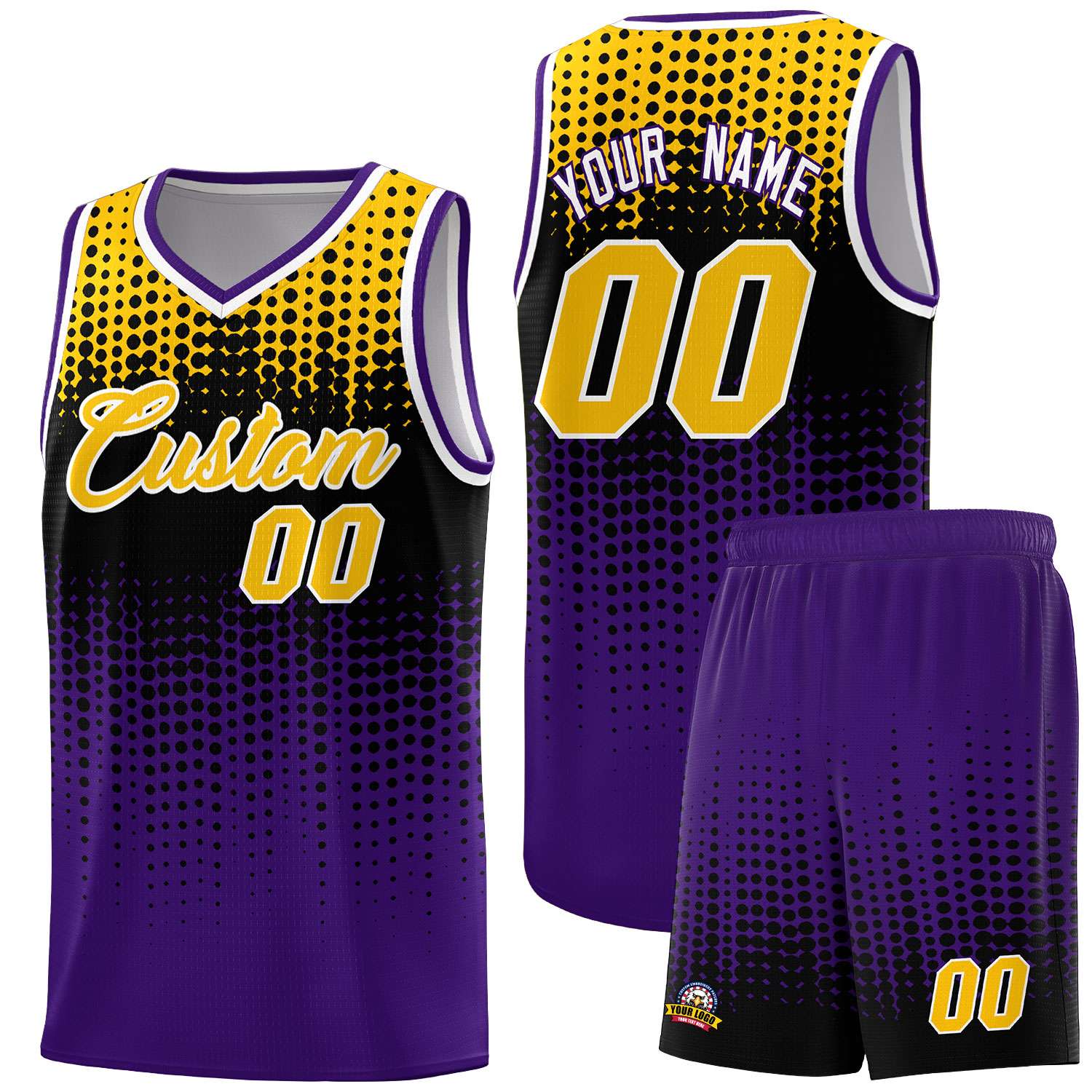 Custom Purple Gradient Dots Design Pattern Sports Uniform Basketball Jersey