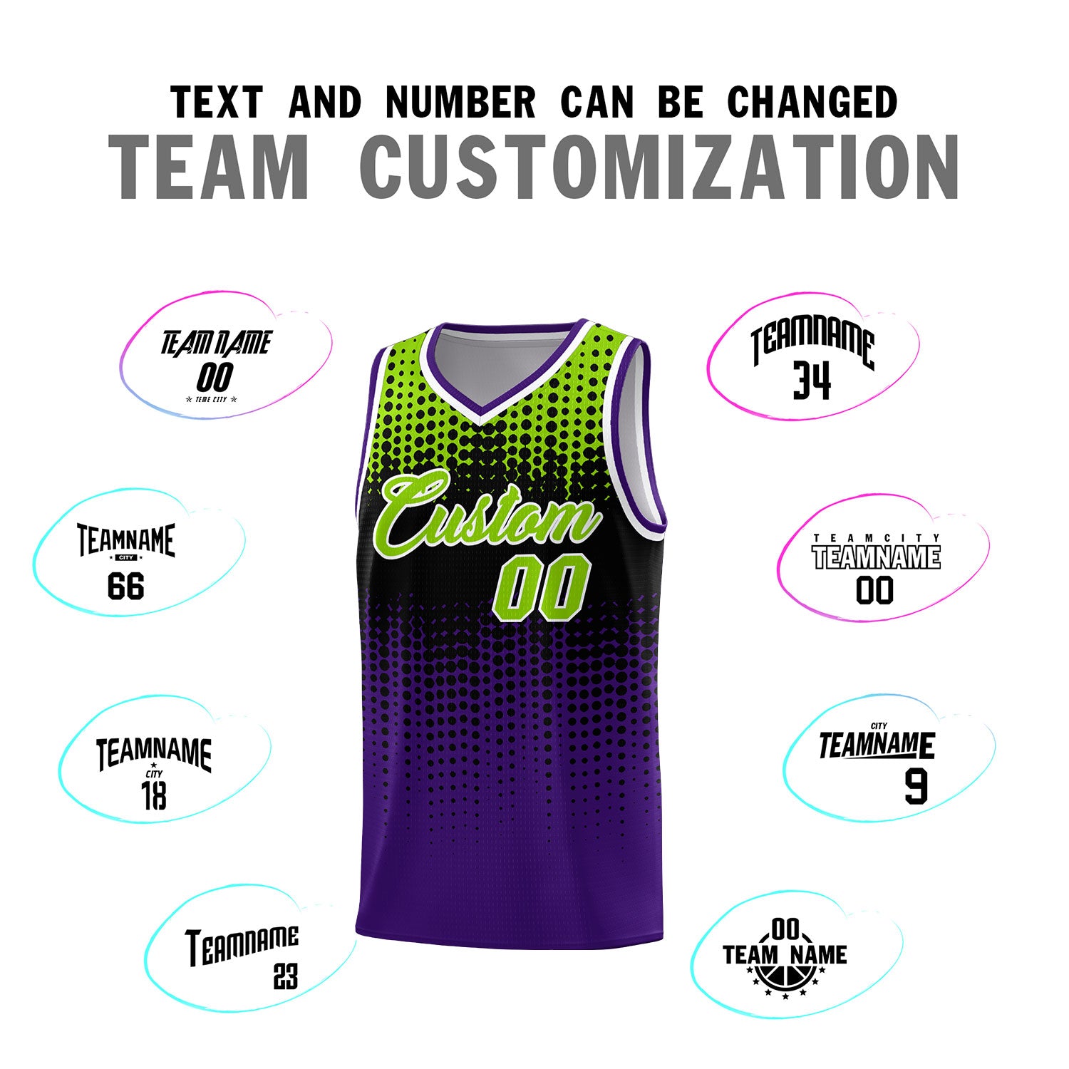 Custom Purple Gradient Dots Design Pattern Sports Uniform Basketball Jersey