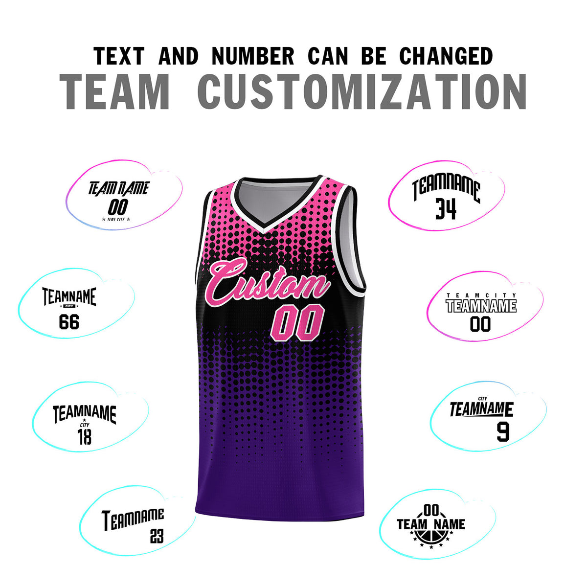 Custom Purple Gradient Dots Design Pattern Sports Uniform Basketball Jersey