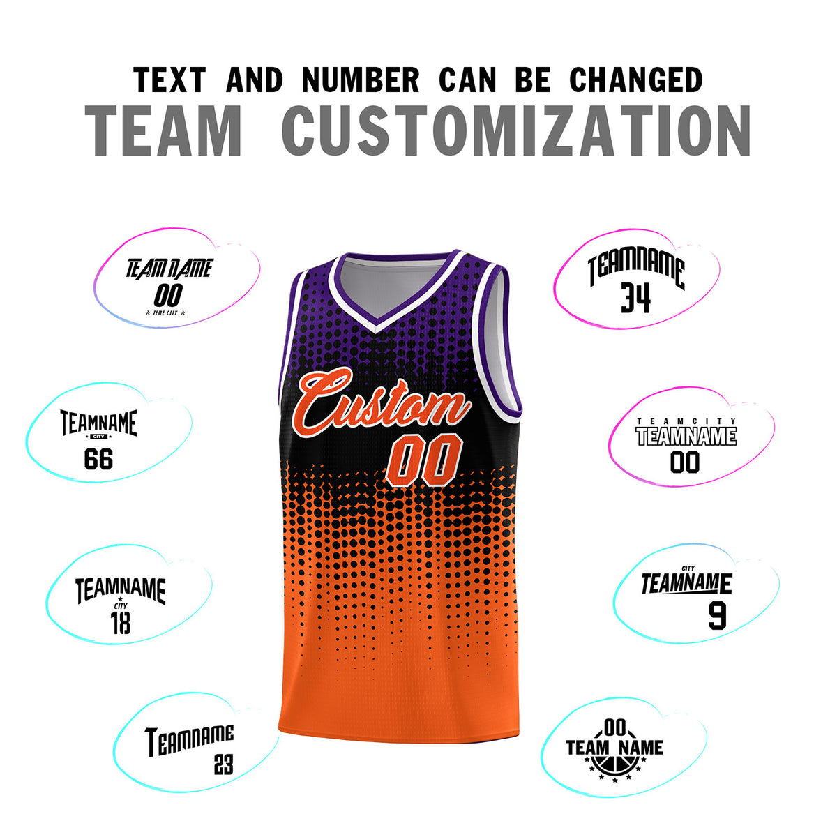 Custom Orange Gradient Dots Design Pattern Sports Uniform Basketball Jersey