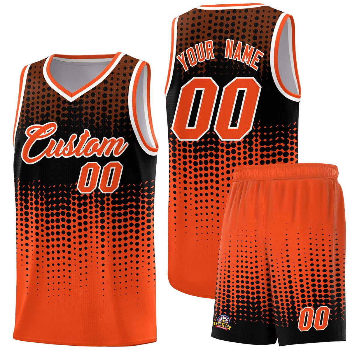 Custom Orange Gradient Dots Design Pattern Sports Uniform Basketball Jersey