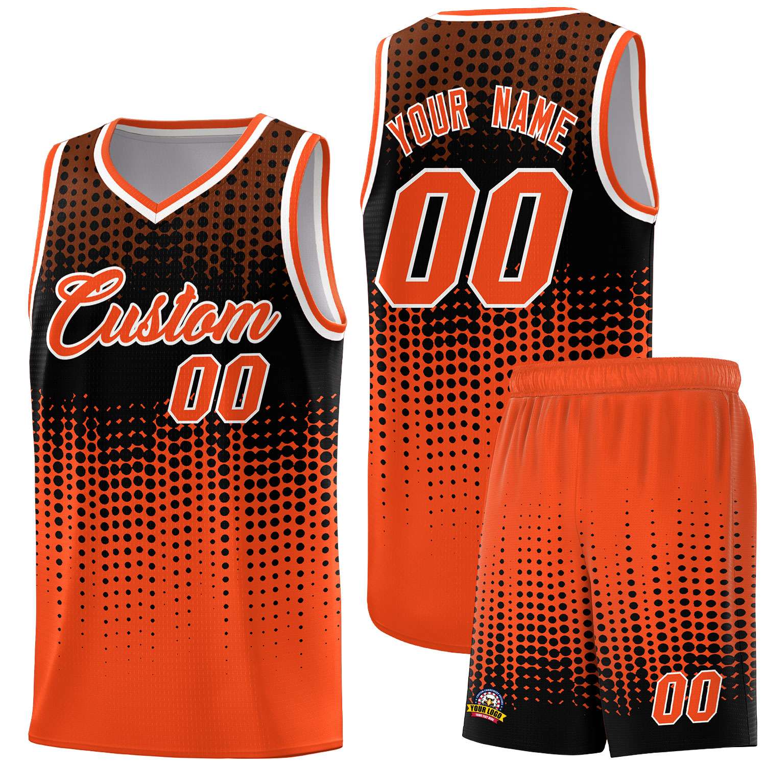 Custom Orange Gradient Dots Design Pattern Sports Uniform Basketball Jersey