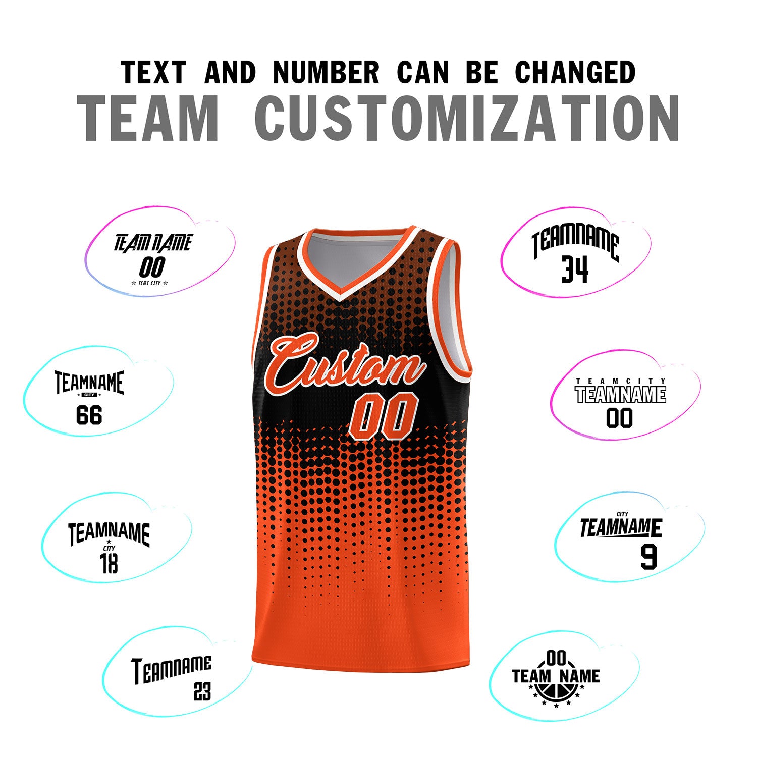 Custom Orange Gradient Dots Design Pattern Sports Uniform Basketball Jersey