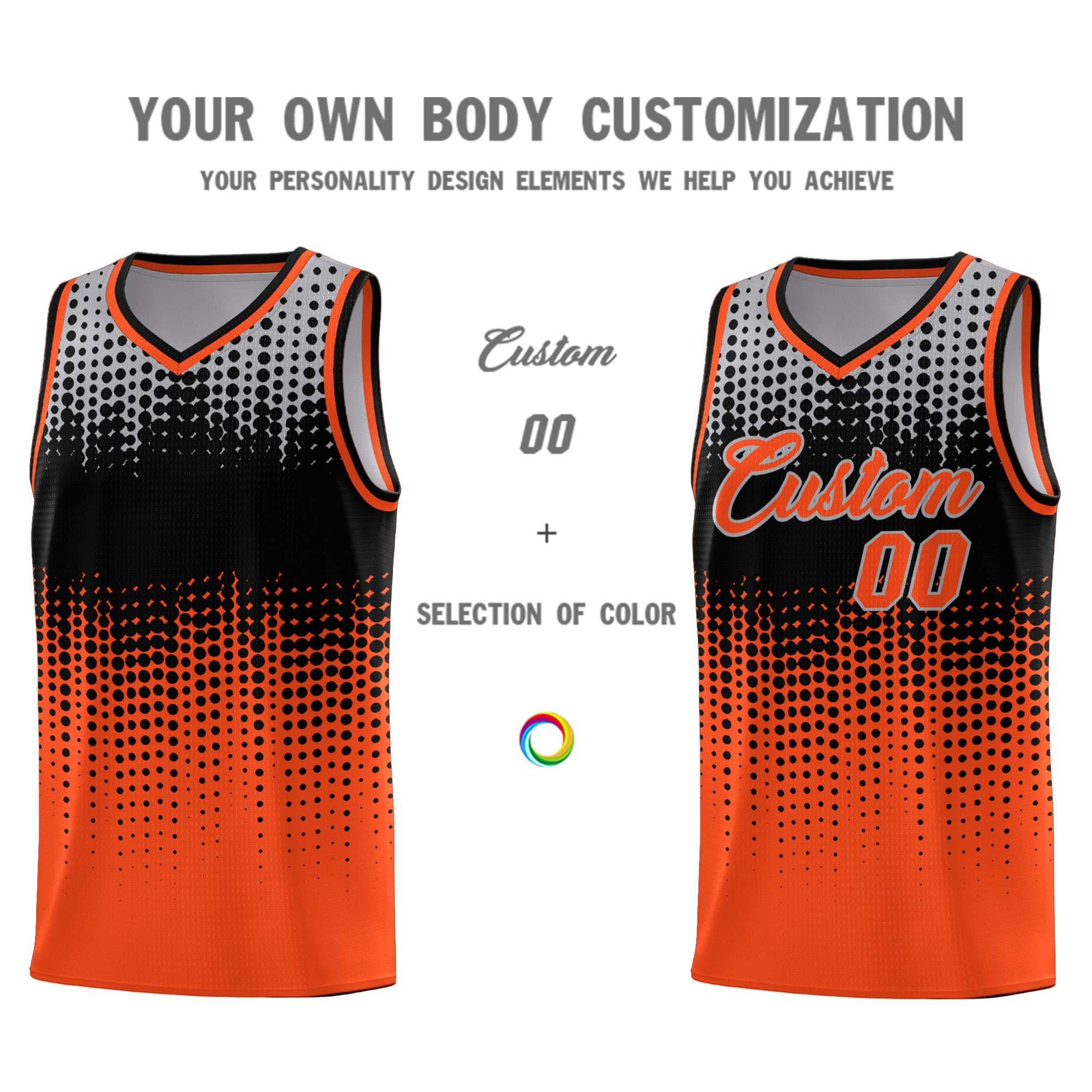 Custom Orange Gradient Dots Design Pattern Sports Uniform Basketball Jersey