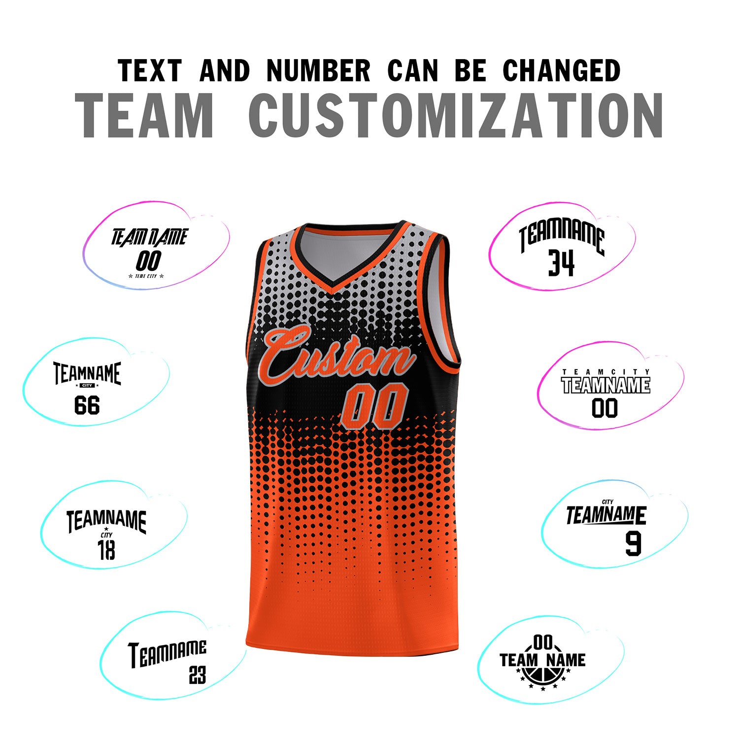 Custom Orange Gradient Dots Design Pattern Sports Uniform Basketball Jersey