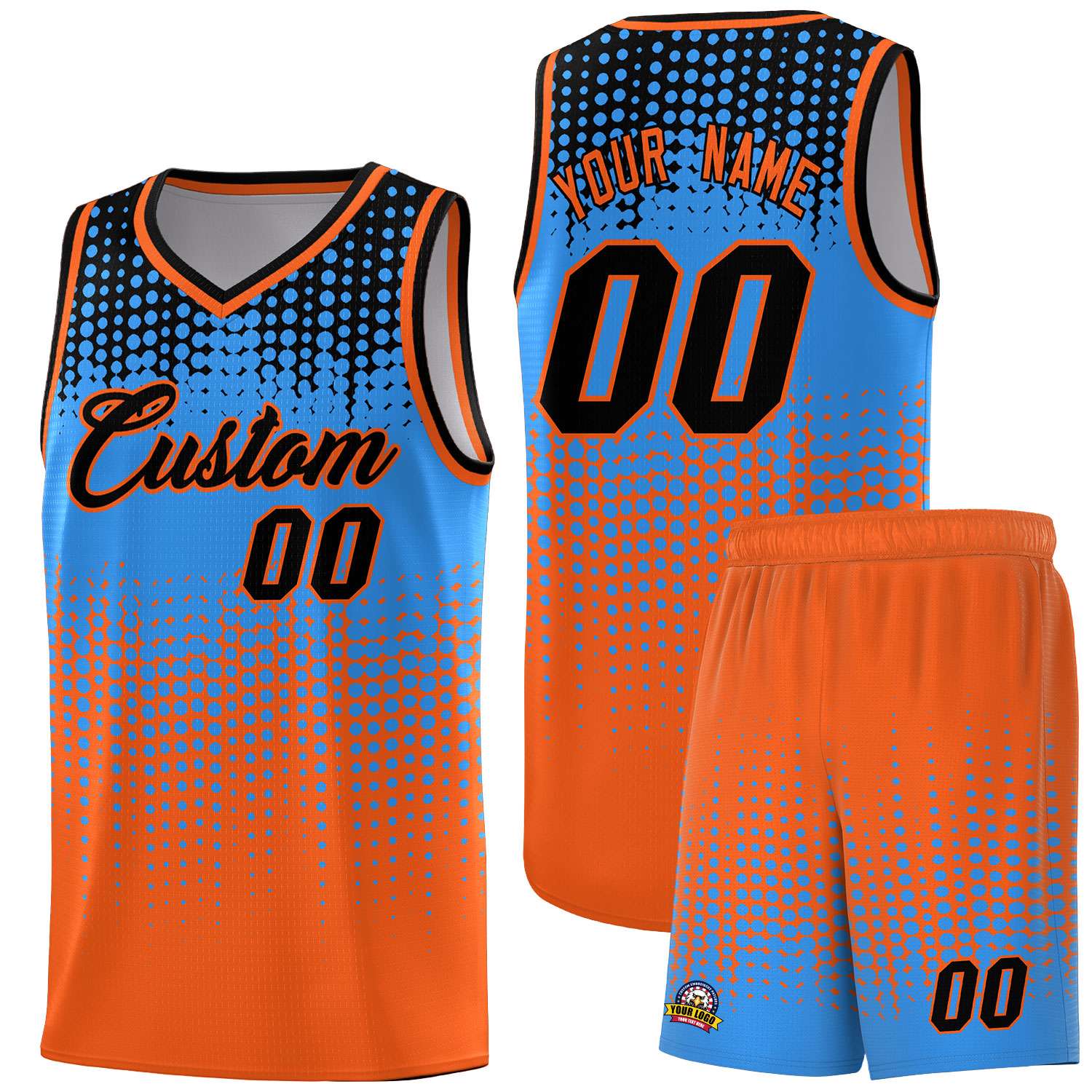 Custom Orange Gradient Dots Design Pattern Sports Uniform Basketball Jersey