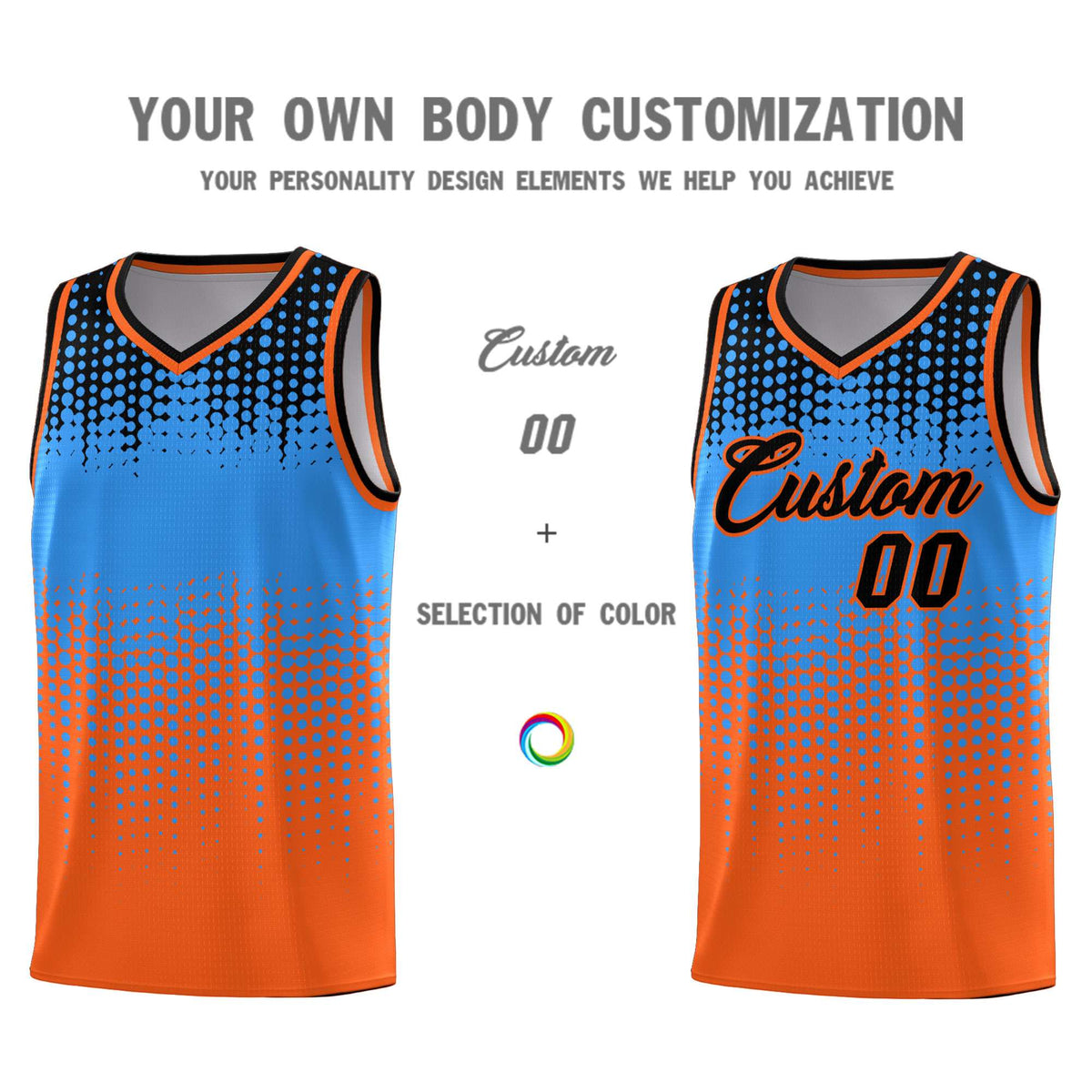 Custom Orange Gradient Dots Design Pattern Sports Uniform Basketball Jersey