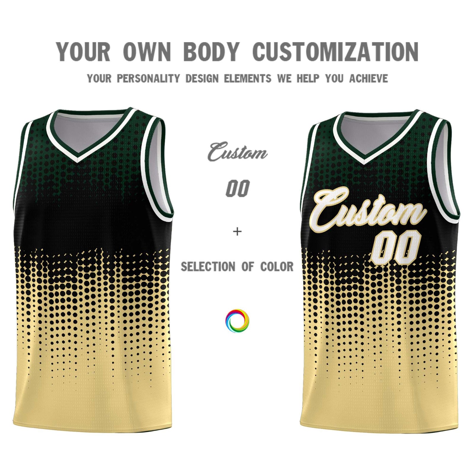 Custom Khaki Gradient Dots Design Pattern Sports Uniform Basketball Jersey