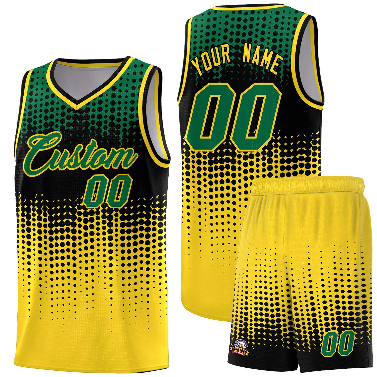 Custom Gold Gradient Dots Design Pattern Sports Uniform Basketball Jersey
