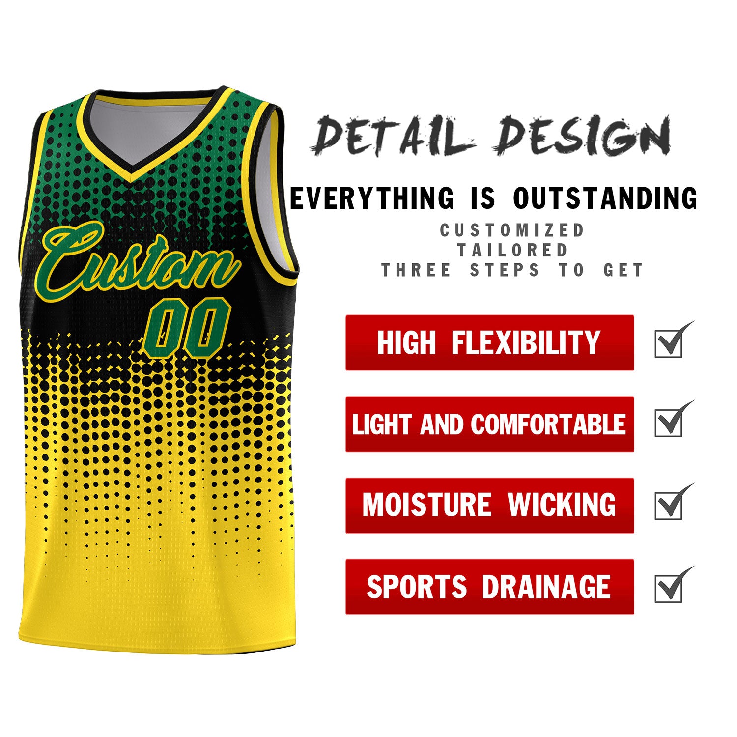 Custom Gold Gradient Dots Design Pattern Sports Uniform Basketball Jersey