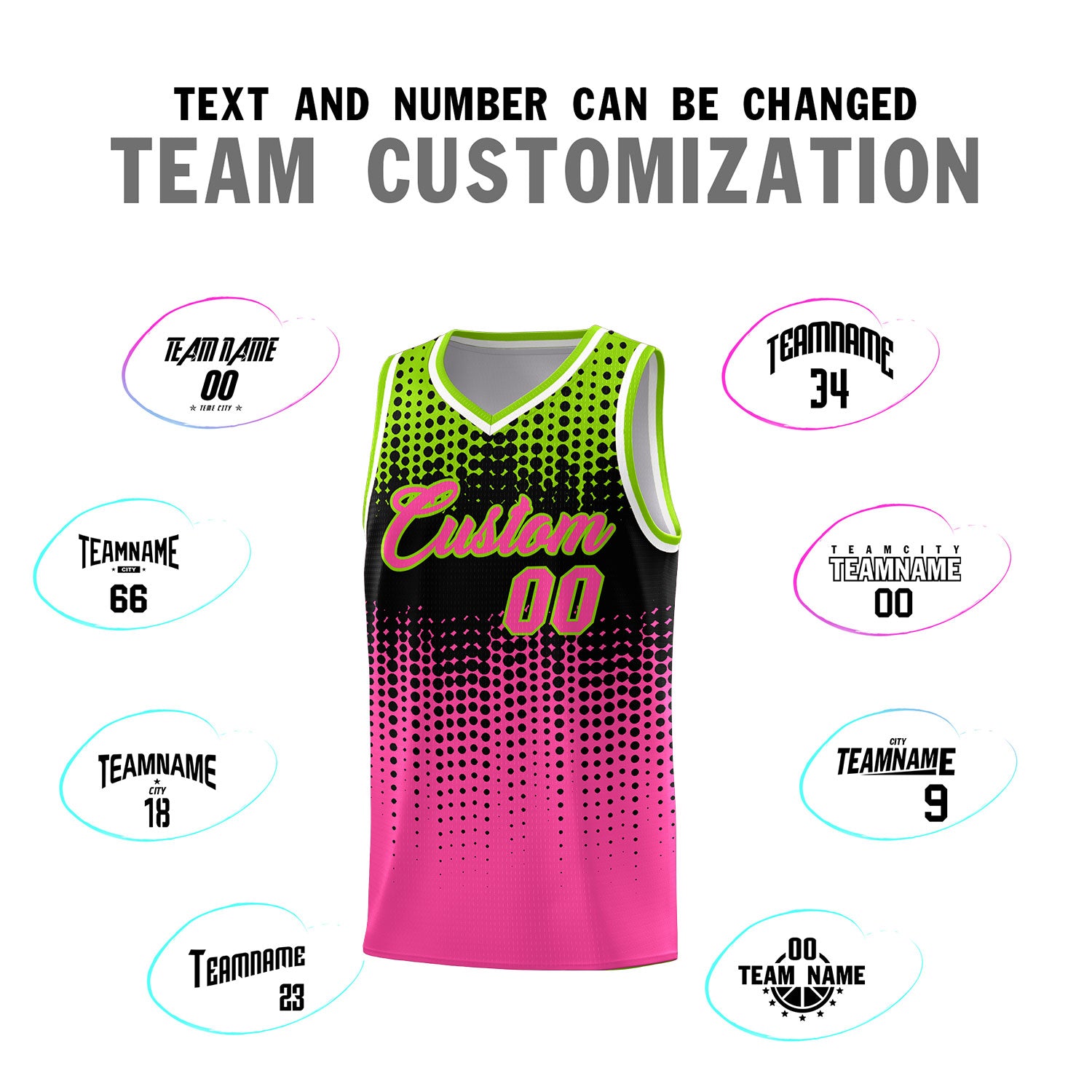 Custom Pink Gradient Dots Design Pattern Sports Uniform Basketball Jersey