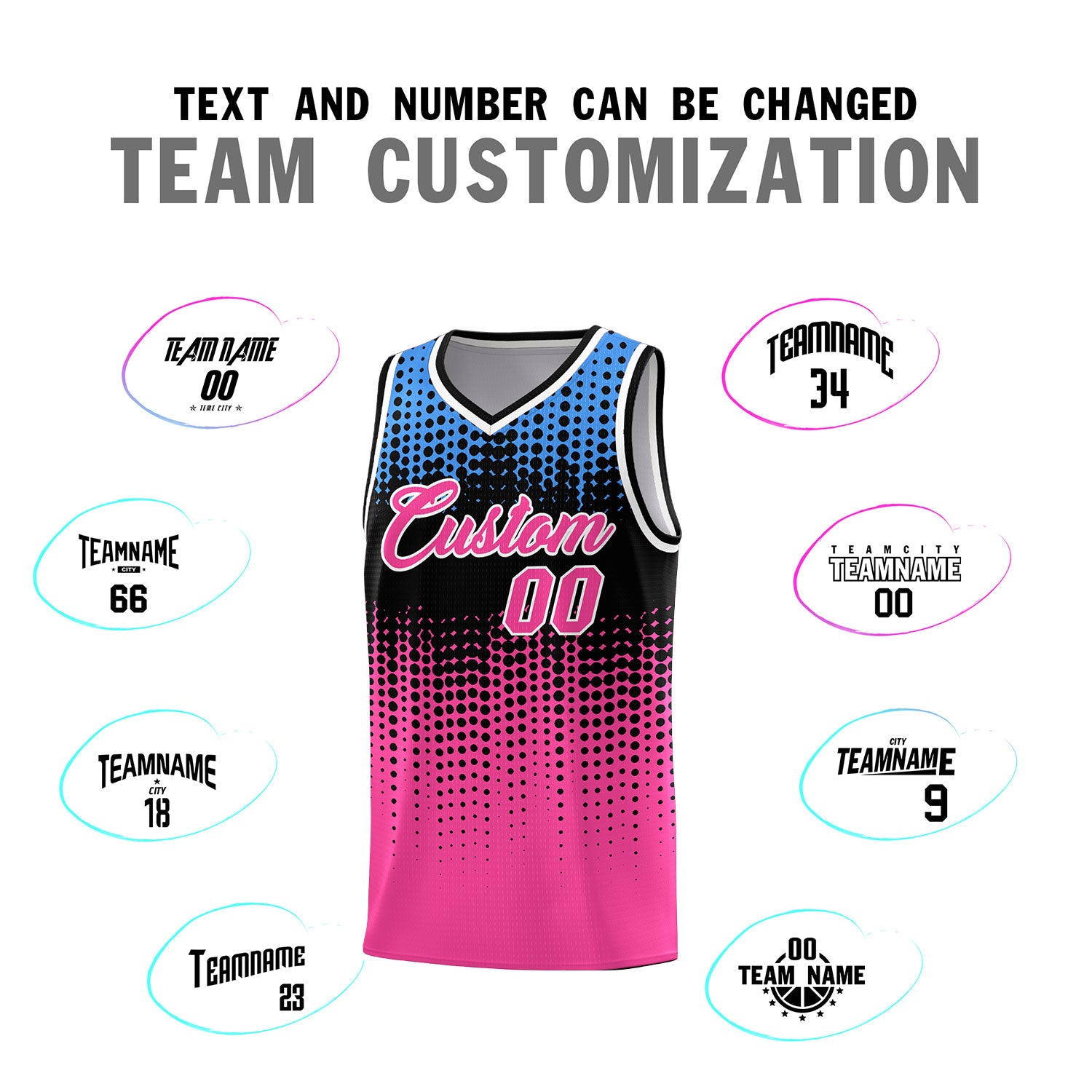 Custom Pink Gradient Dots Design Pattern Sports Uniform Basketball Jersey