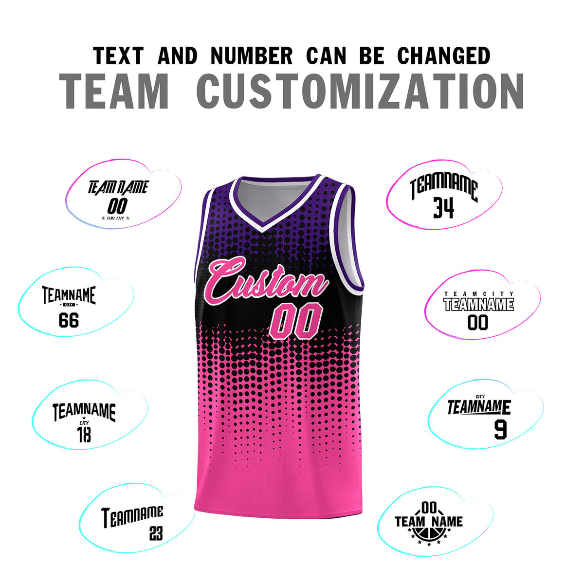Custom Pink Gradient Dots Design Pattern Sports Uniform Basketball Jersey