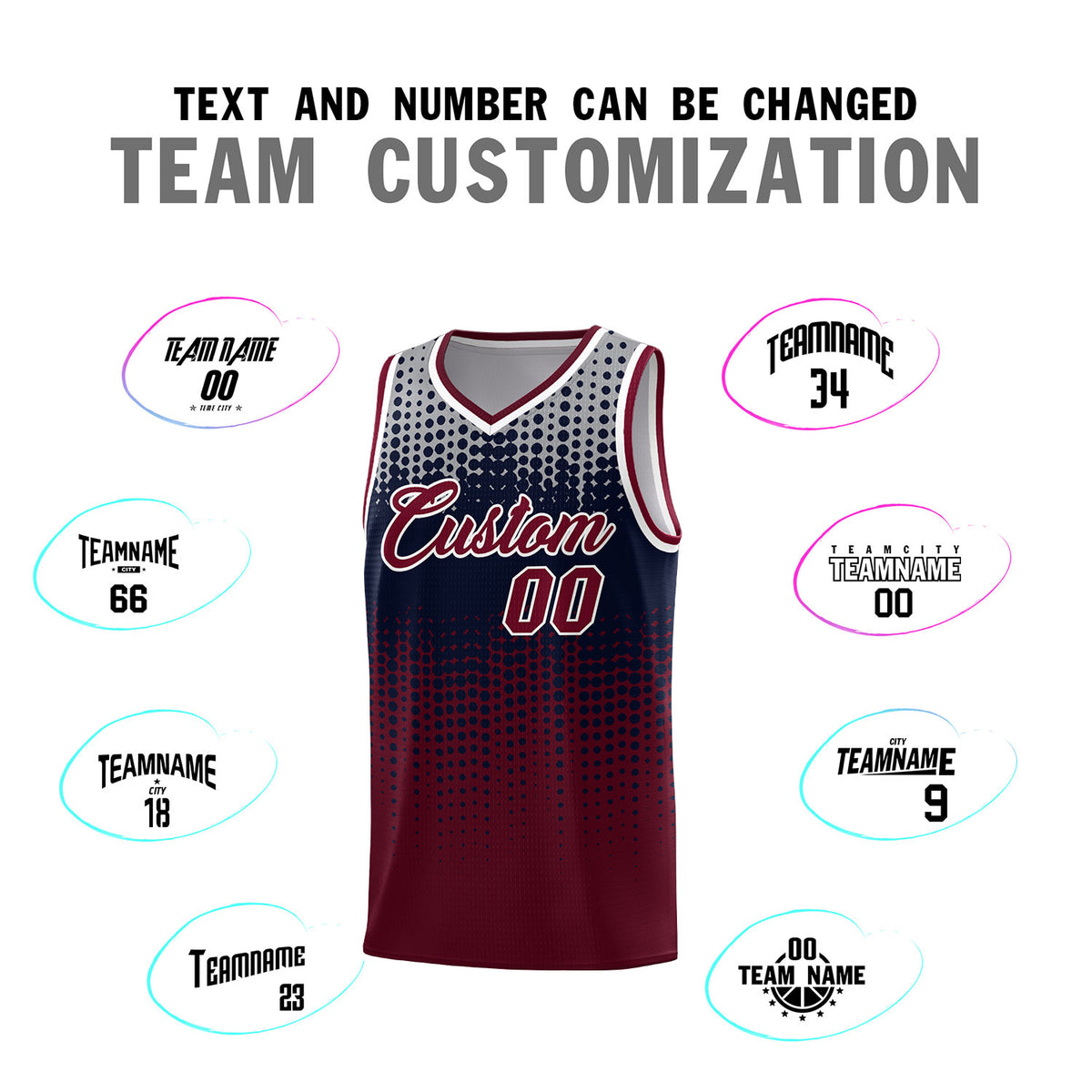 Custom Crimson Gradient Dots Design Pattern Sports Uniform Basketball Jersey