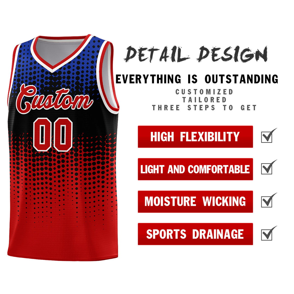 Custom Red Gradient Dots Design Pattern Sports Uniform Basketball Jersey