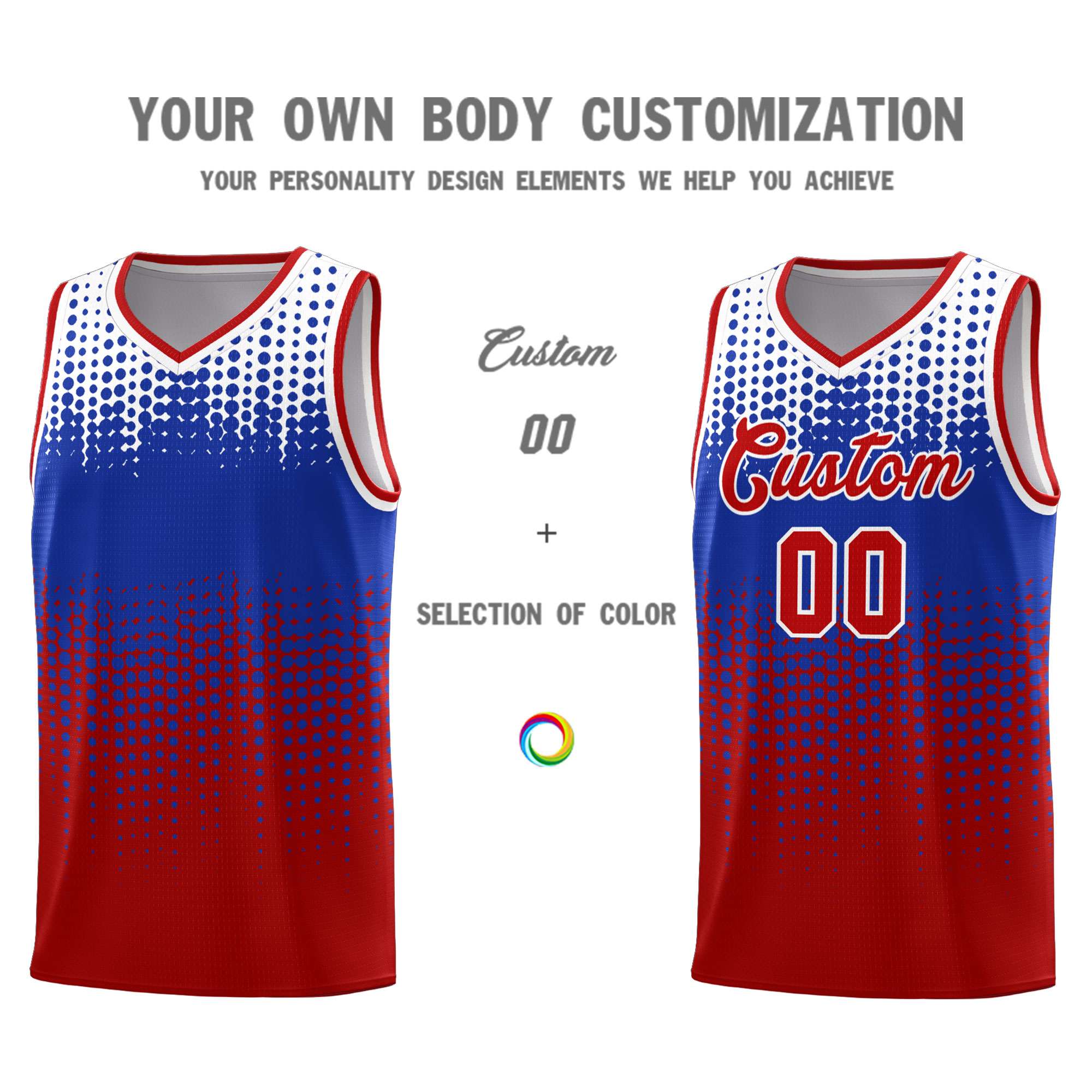 Custom Red Gradient Dots Design Pattern Sports Uniform Basketball Jersey